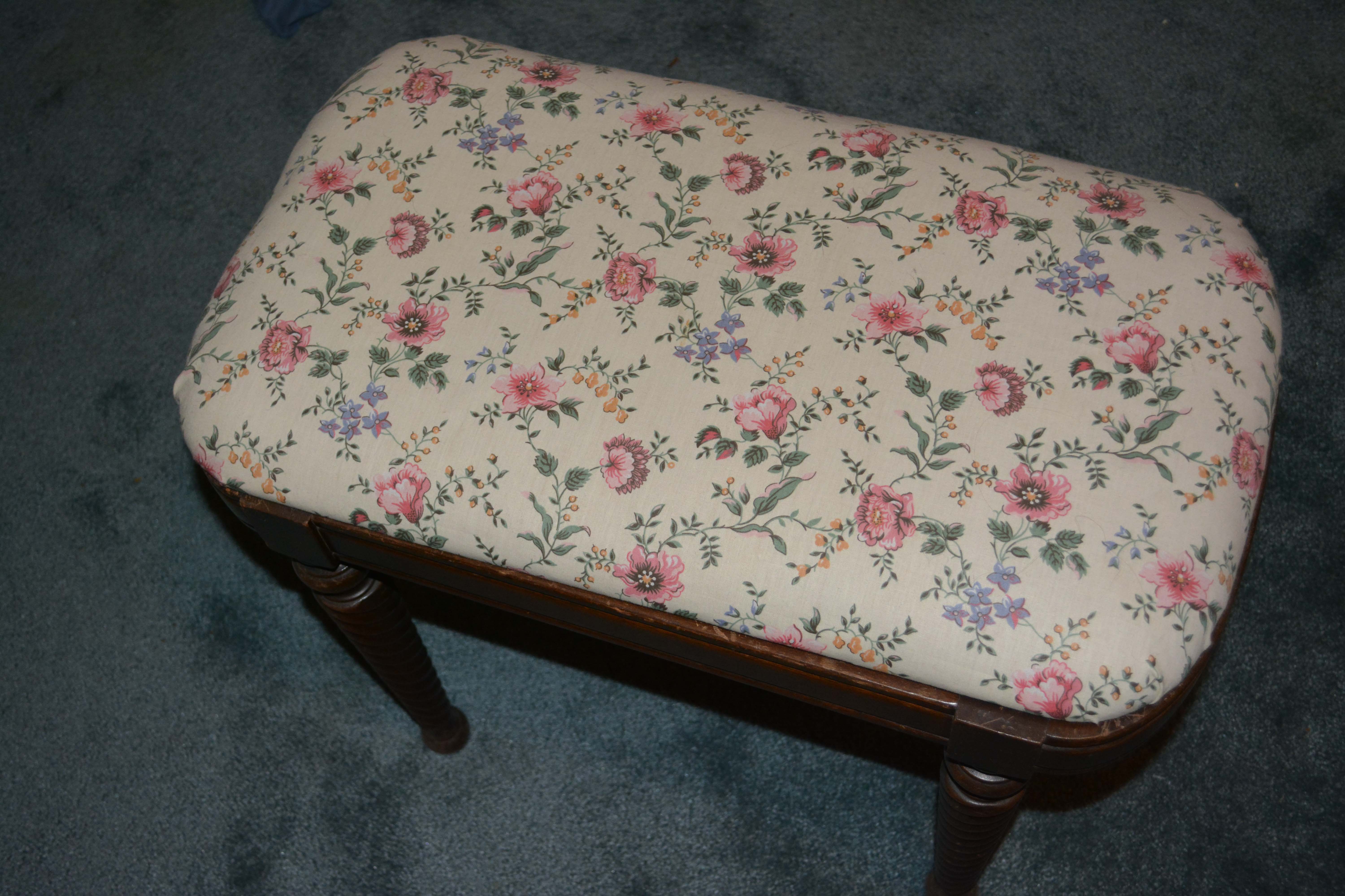 Antique English Victorian Walnut Dressing Table with Mirror and Stool