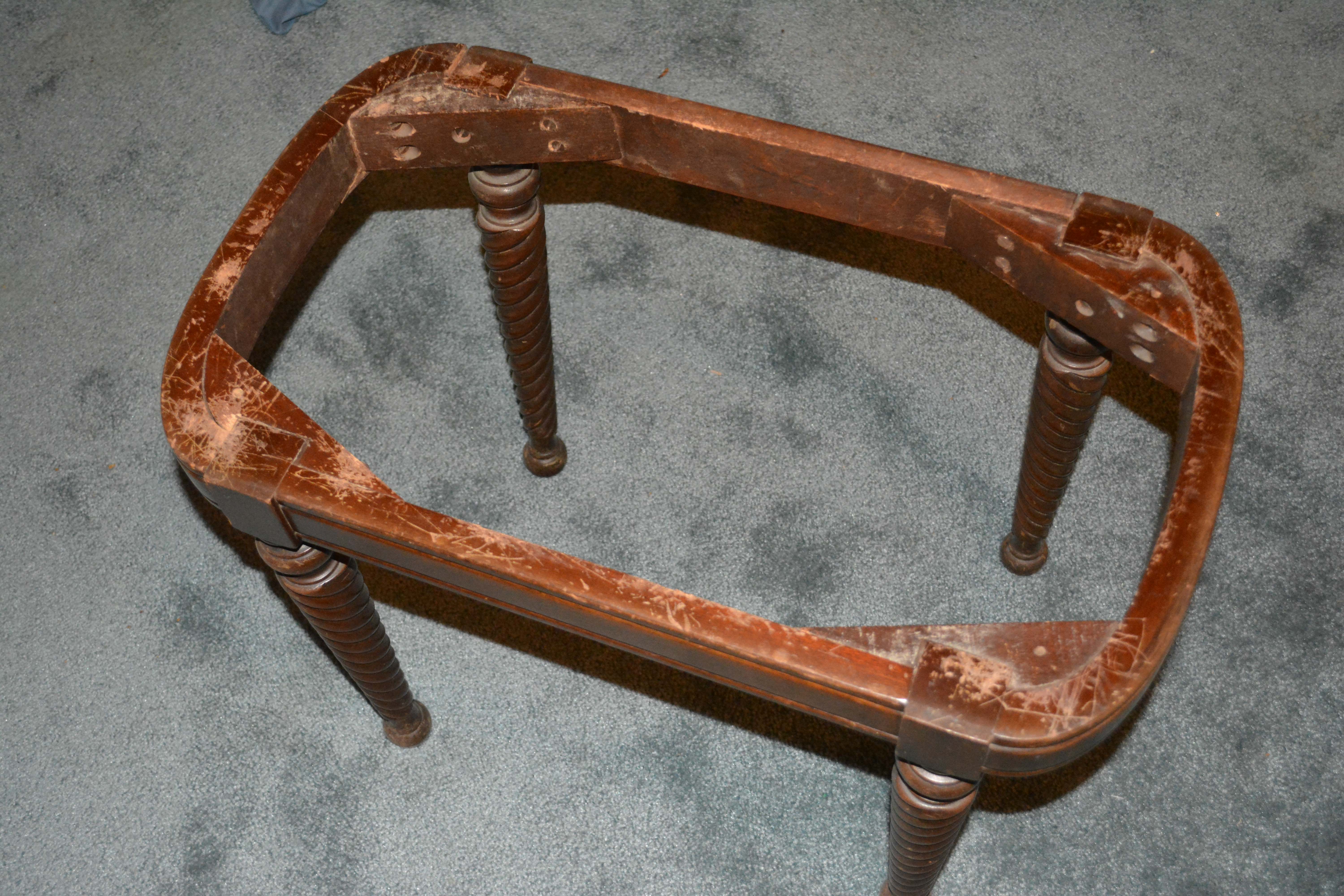 Antique English Victorian Walnut Dressing Table with Mirror and Stool