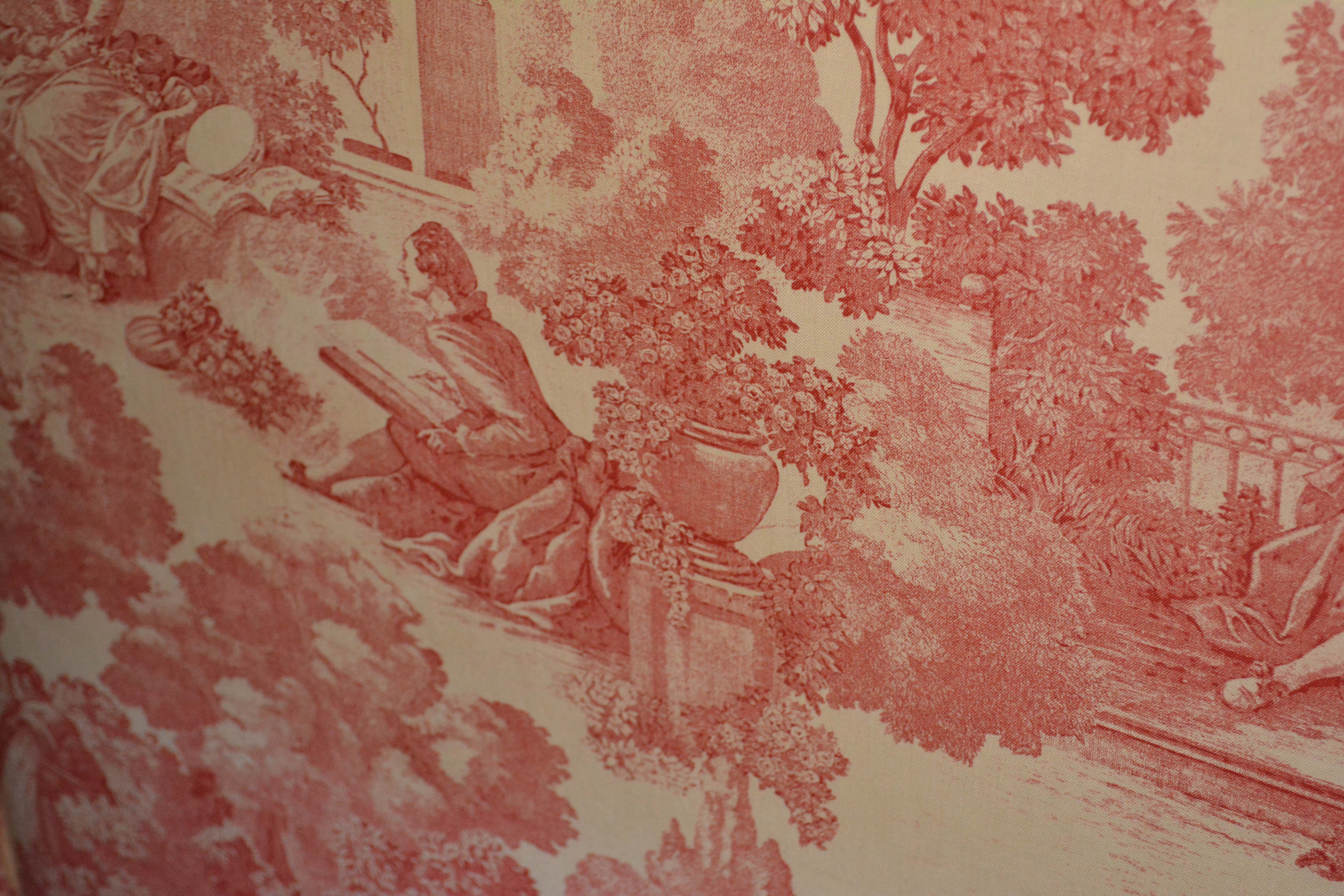 Pair of Twin Size Upholstered Toile Headboards