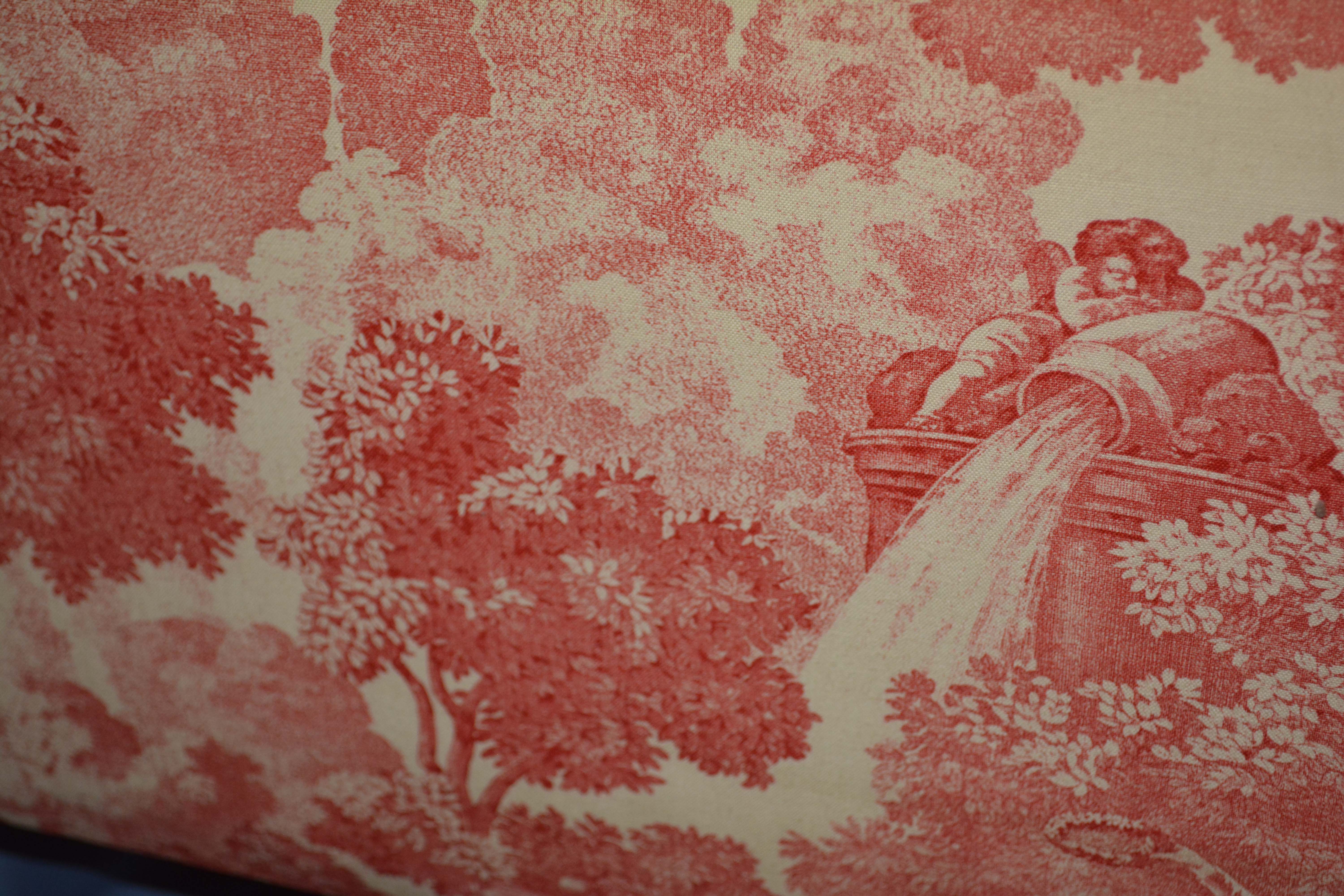 Pair of Twin Size Upholstered Toile Headboards