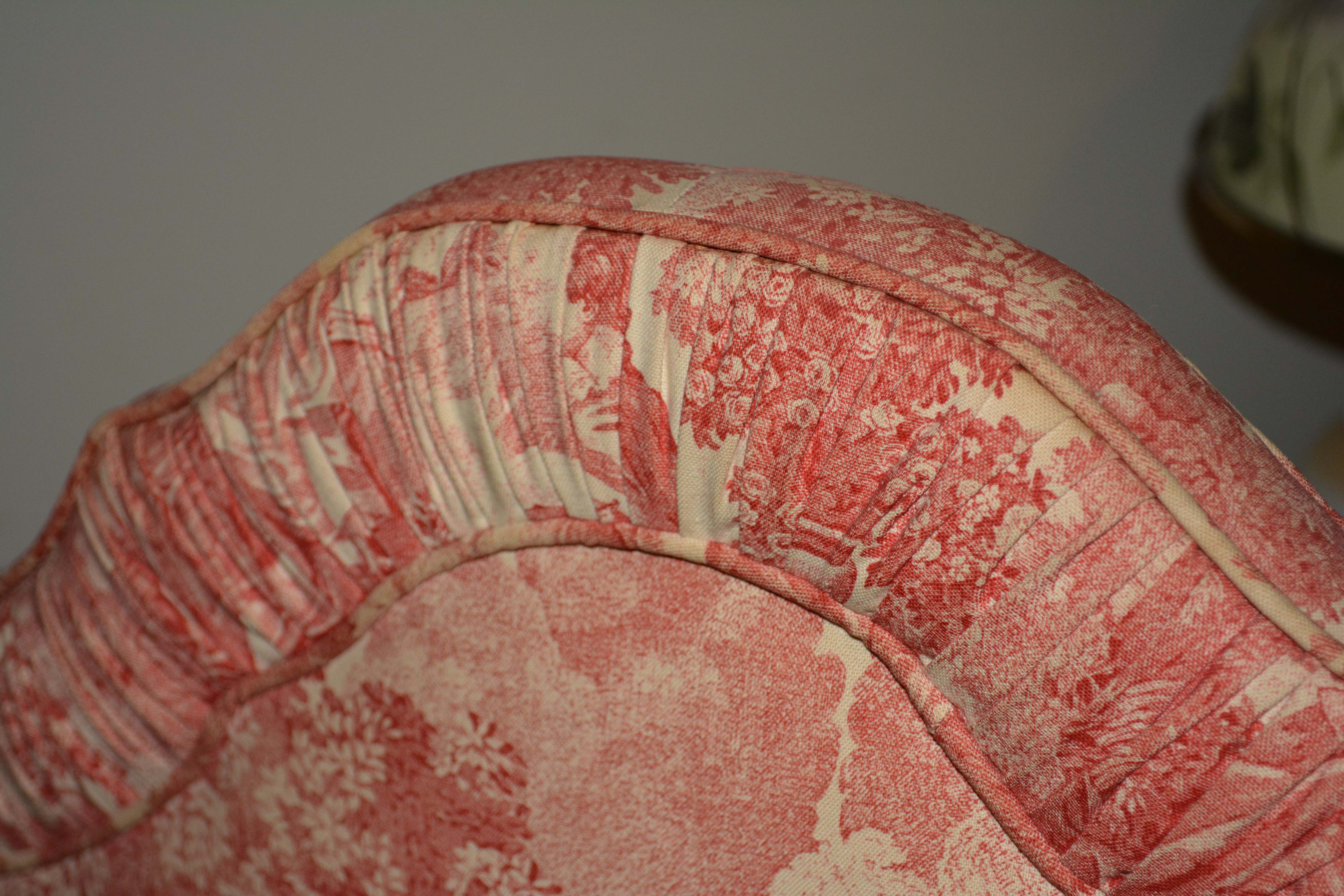 Pair of Twin Size Upholstered Toile Headboards