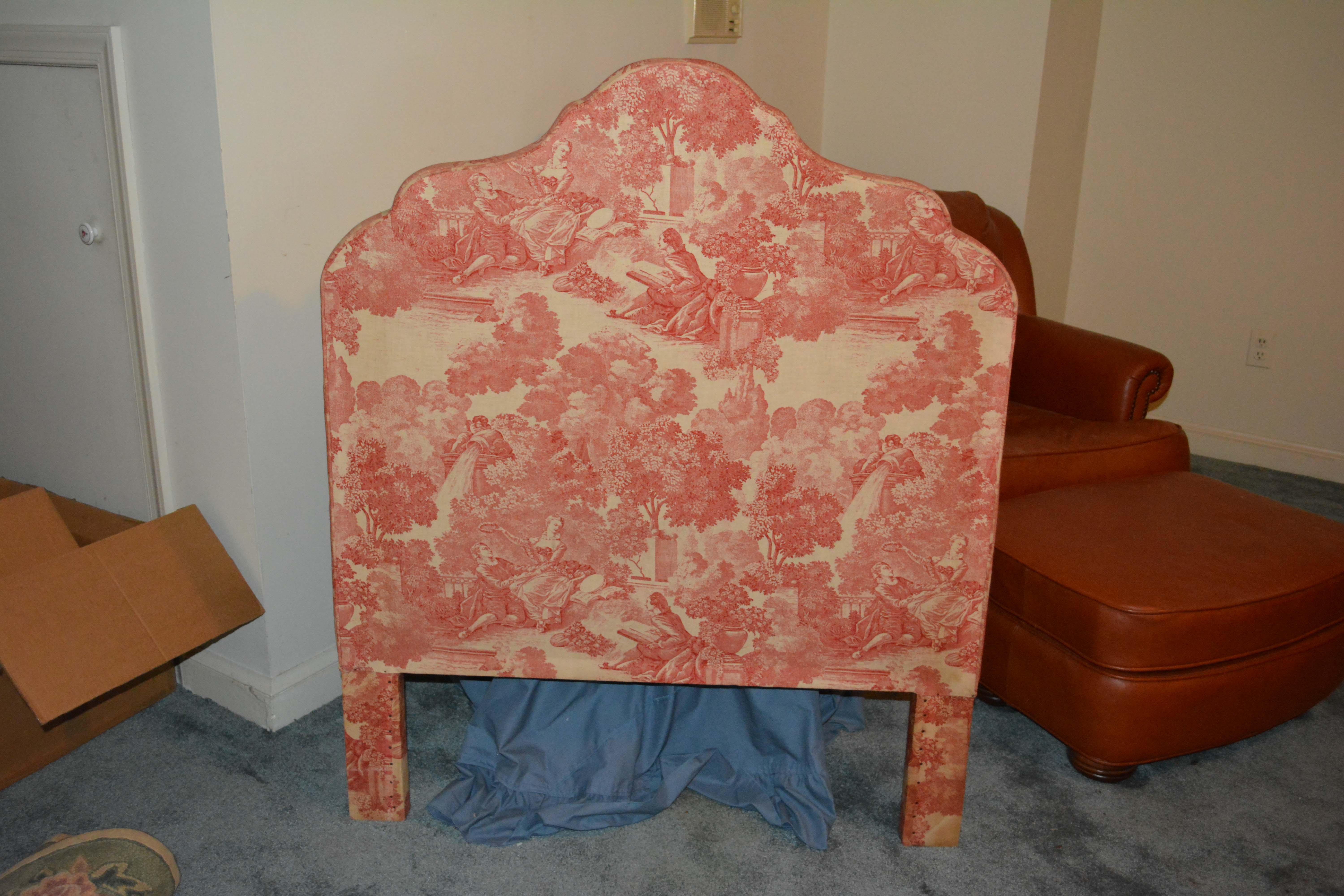 Pair of Twin Size Upholstered Toile Headboards