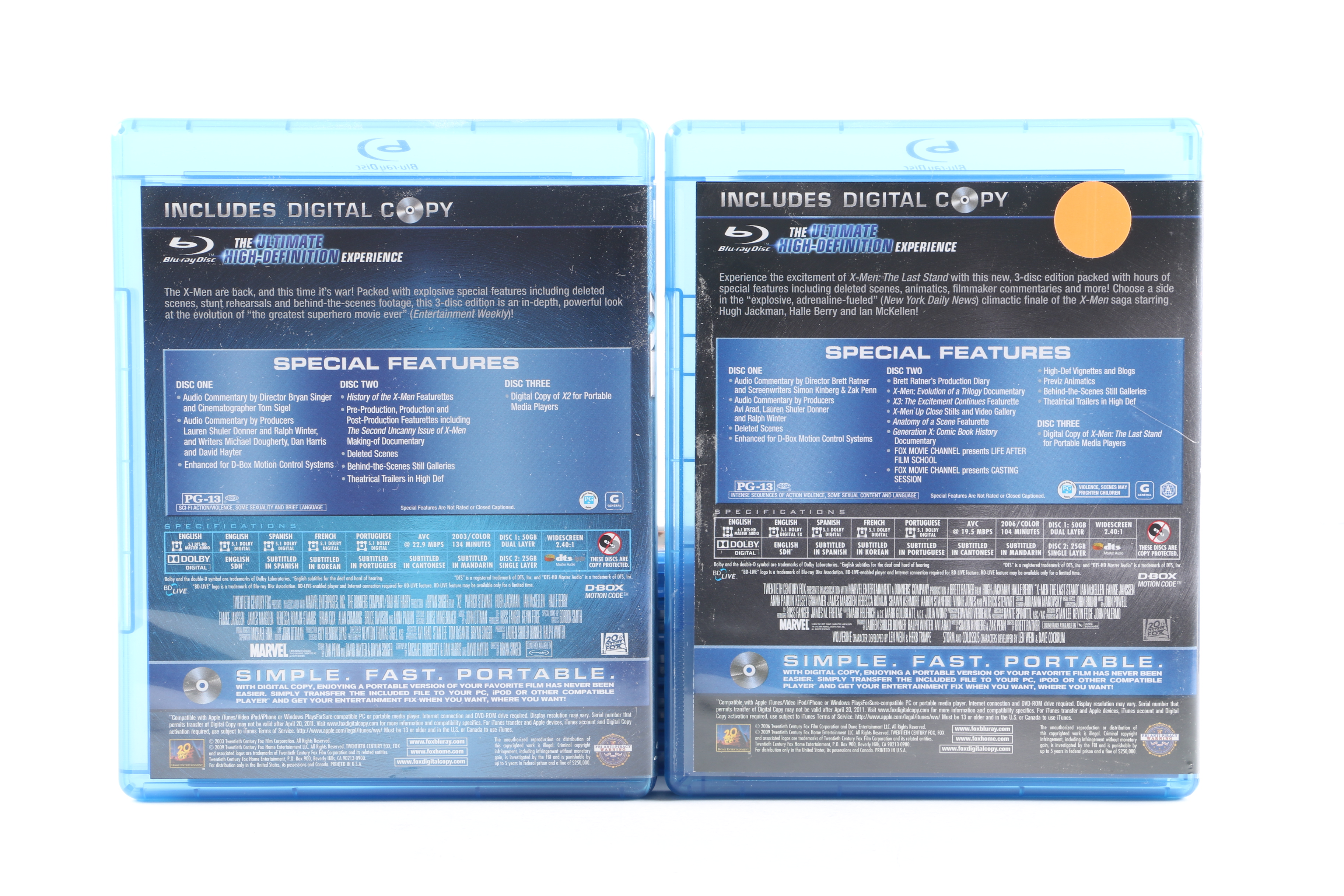 X-Men Blu-ray Discs Including "X-Men: First Class" and "X-Men"