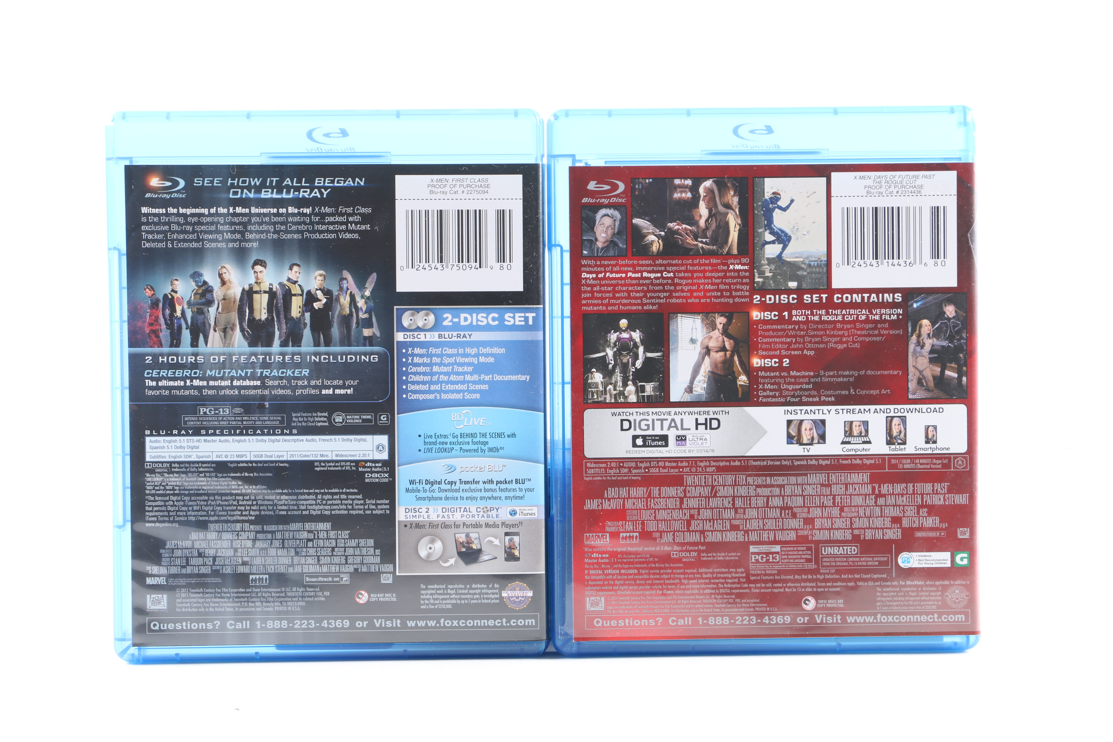 X-Men Blu-ray Discs Including "X-Men: First Class" and "X-Men"