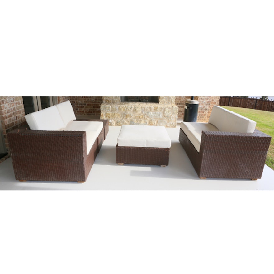 Wicker Patio Sectional with Oversized Ottoman