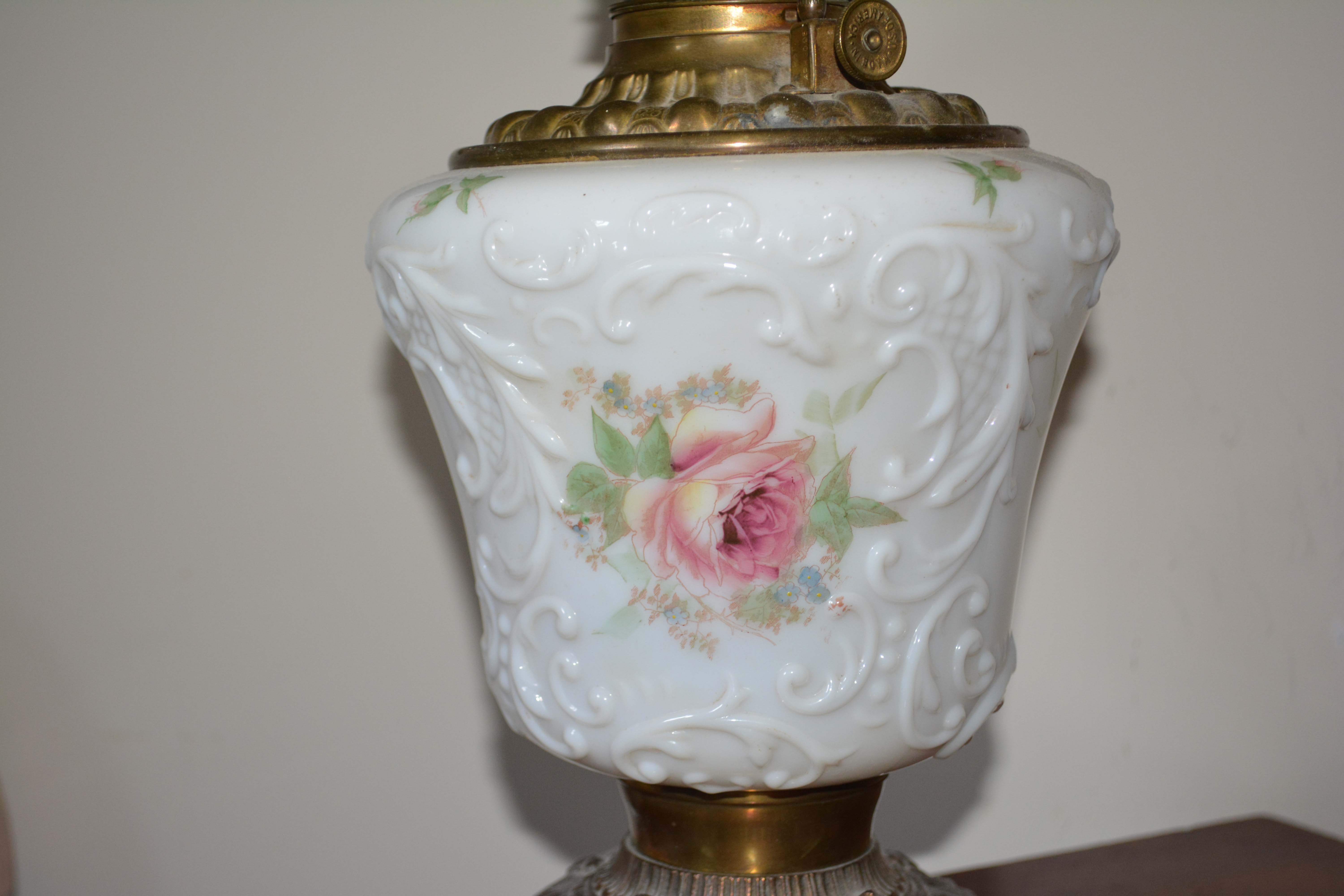 Vintage Pressed Milk Glass Table Lamp