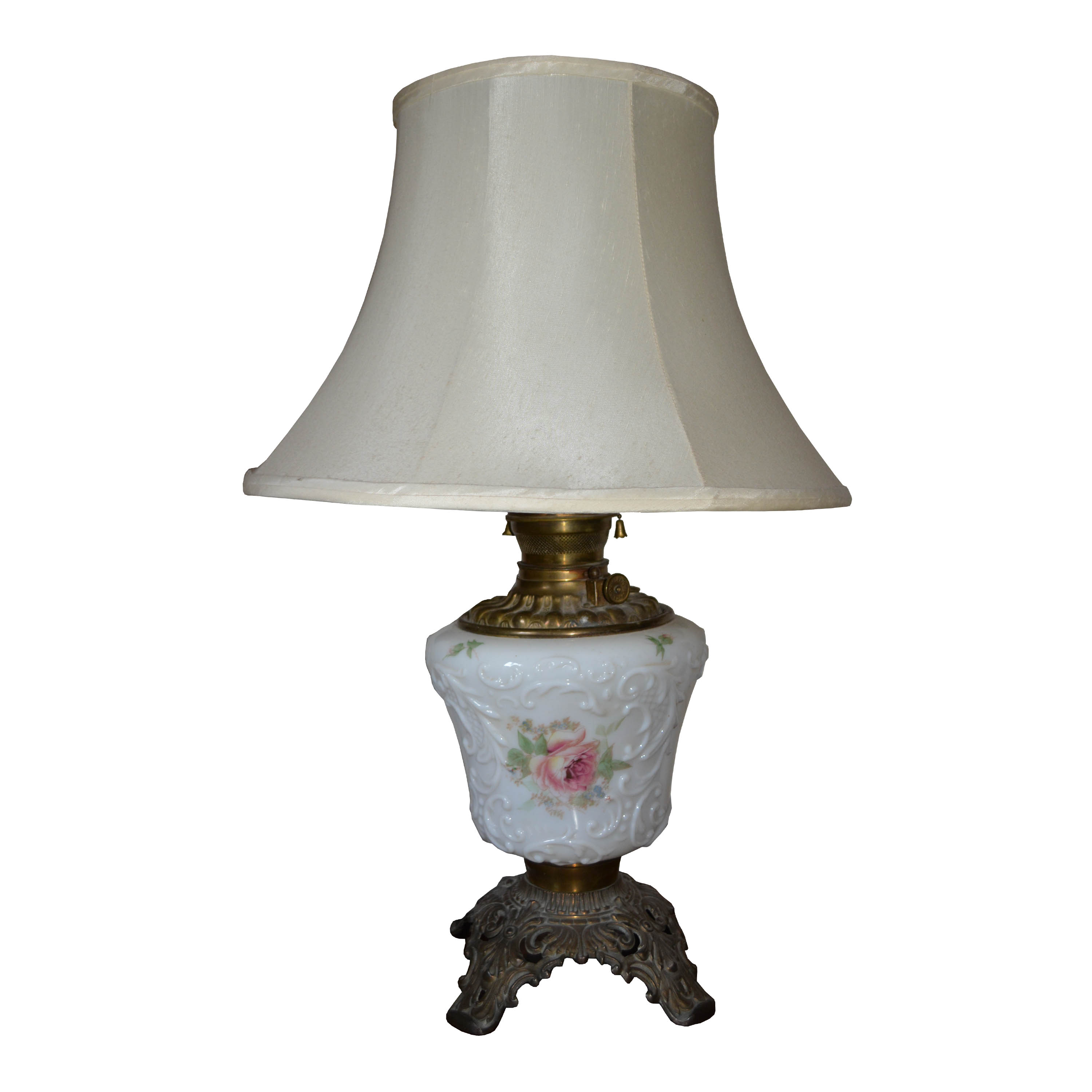 Vintage Pressed Milk Glass Table Lamp