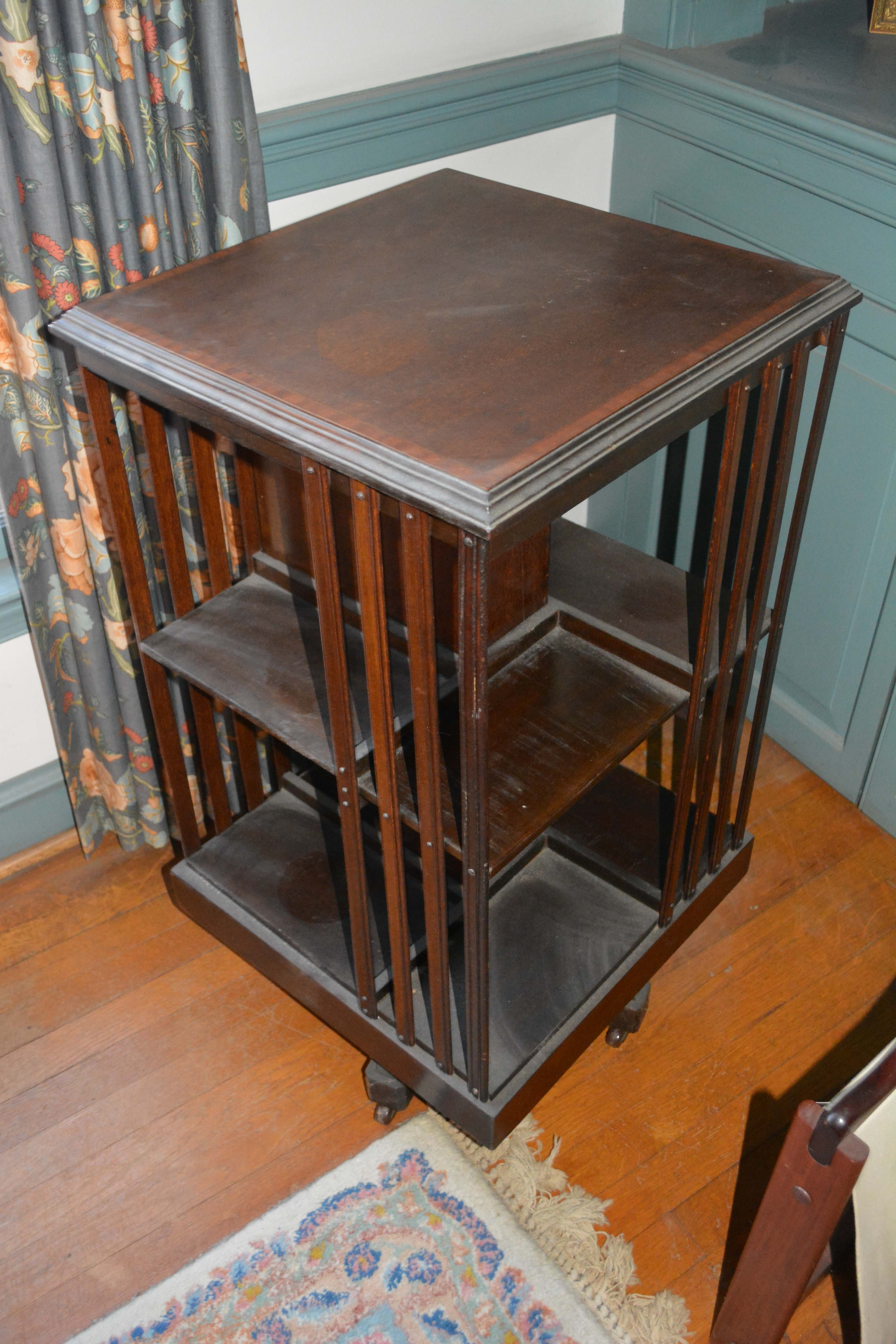 Antique Revolving Bookcase with Drawers