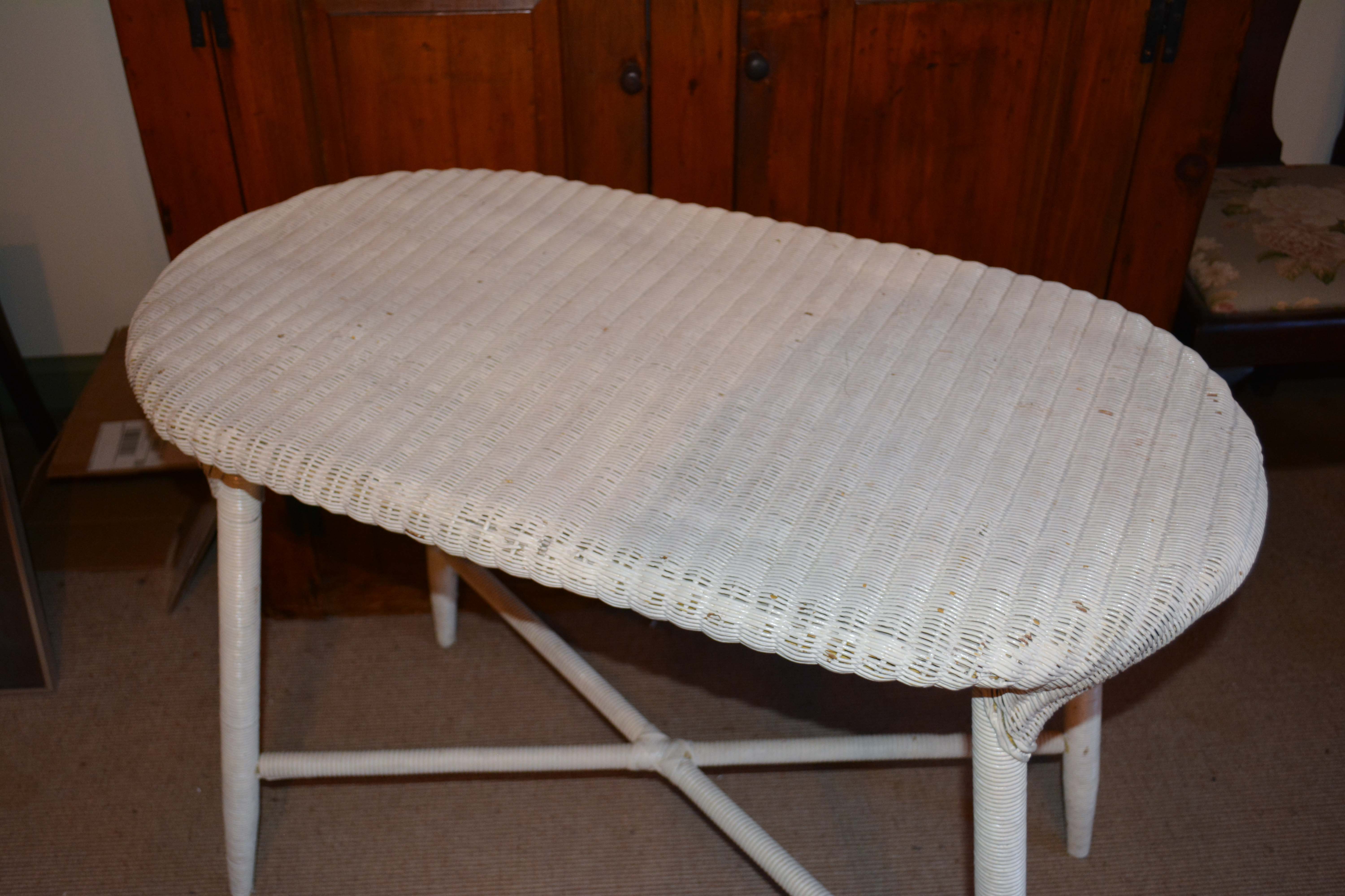 White Wicker Table