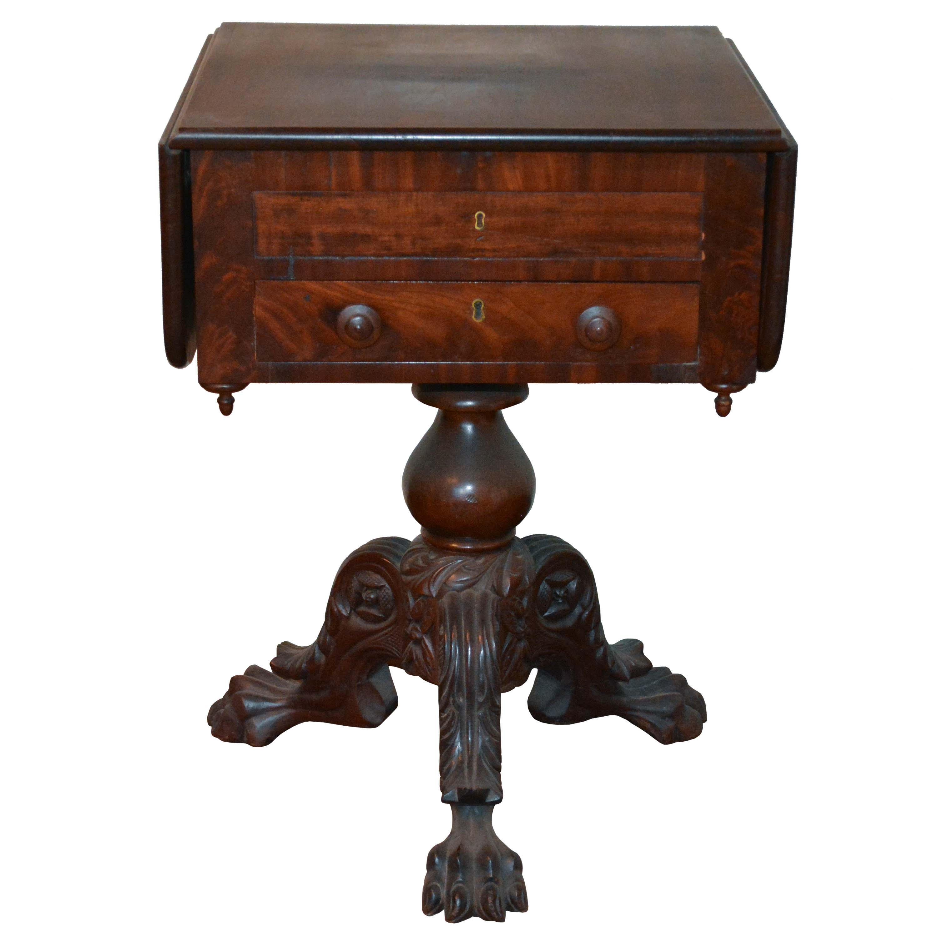 Antique American Empire Mahogany Worktable