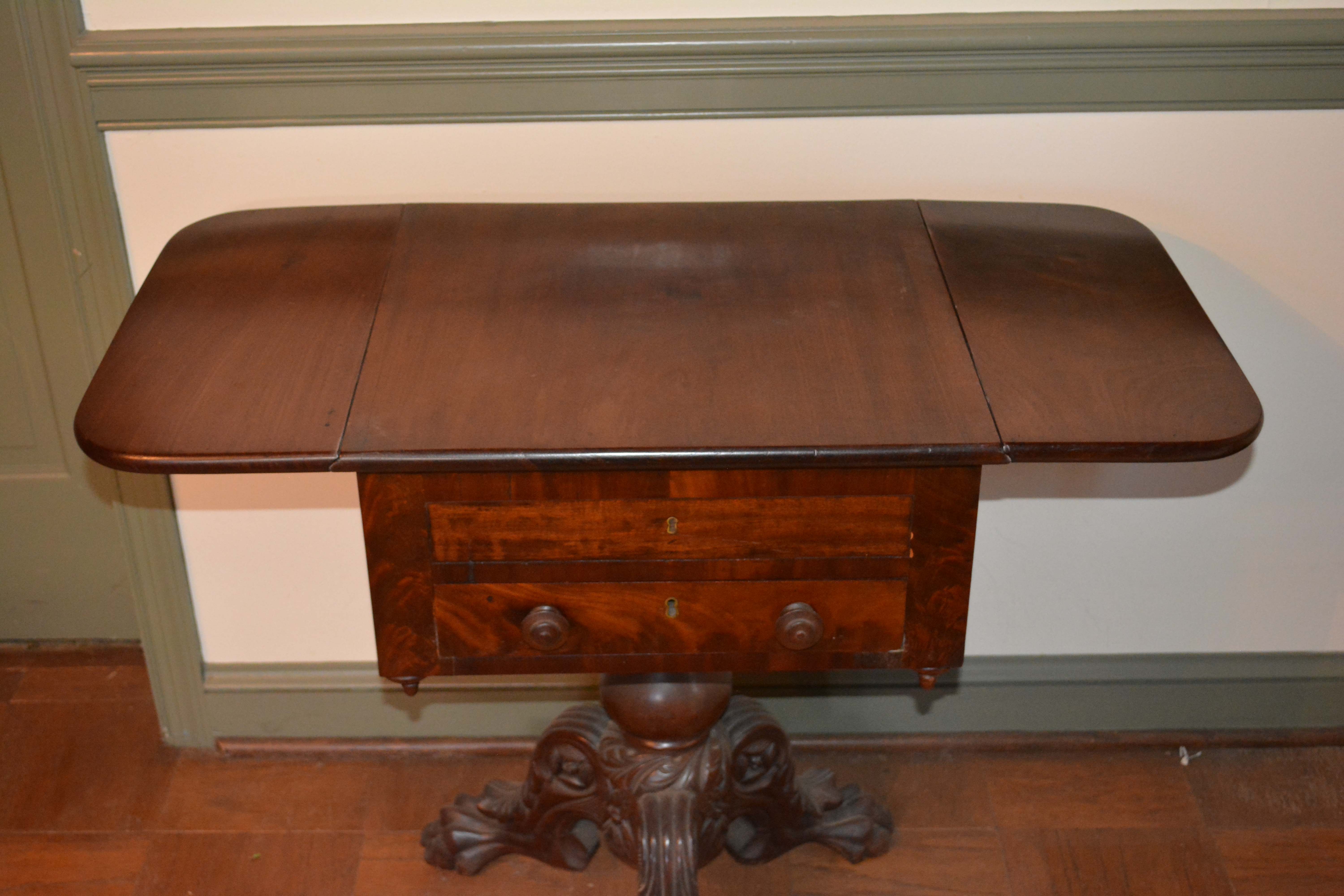 Antique American Empire Mahogany Worktable