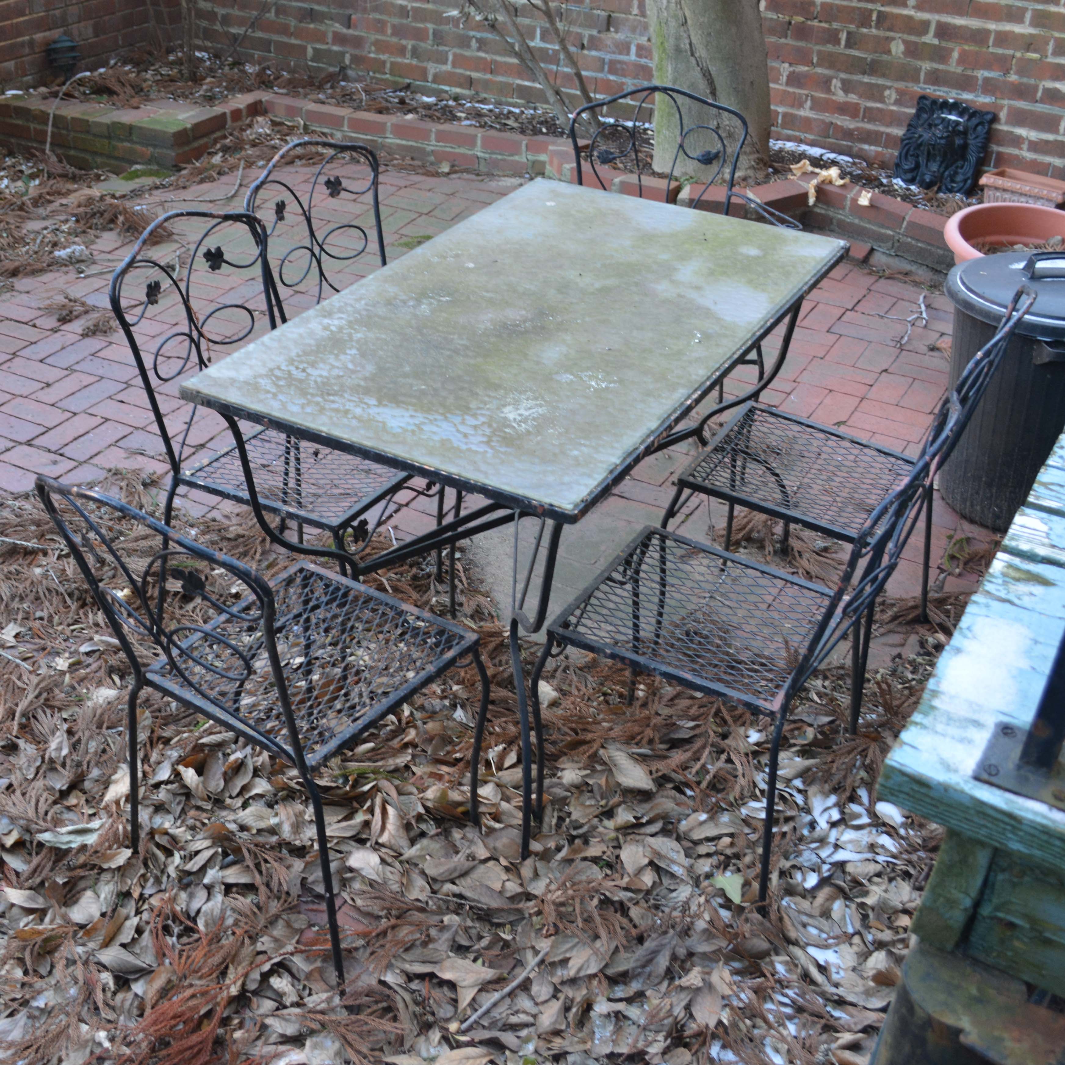 Outdoor Dining Set Including Table and Six Chairs