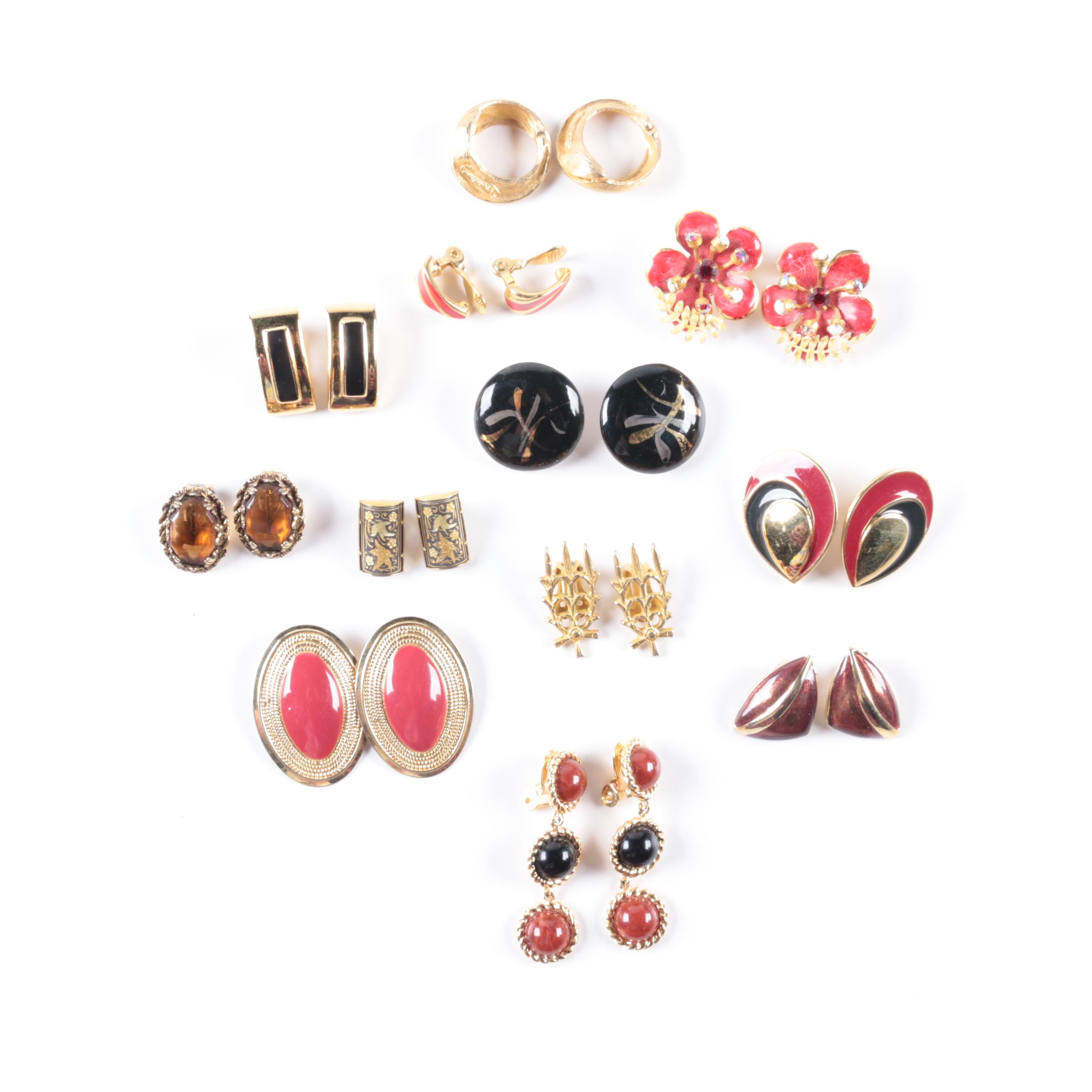 Vintage Gold-Toned Clip-On Earrings