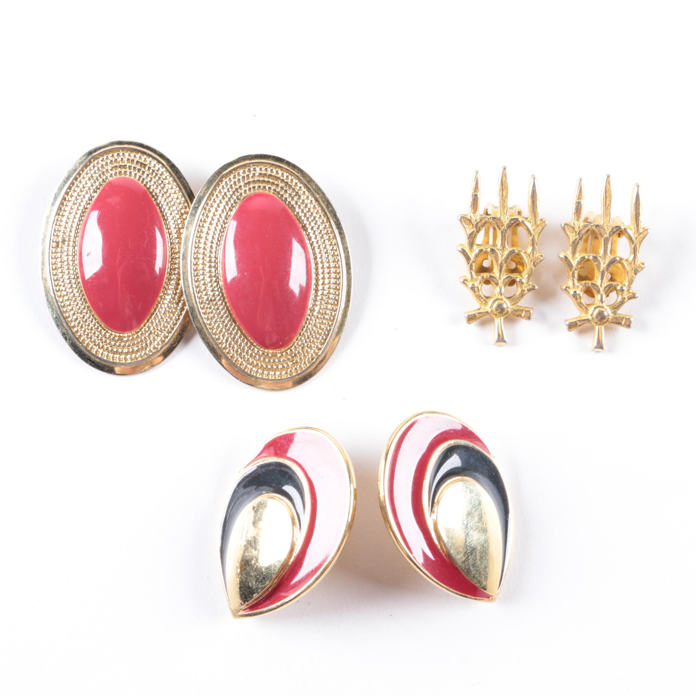 Vintage Gold-Toned Clip-On Earrings