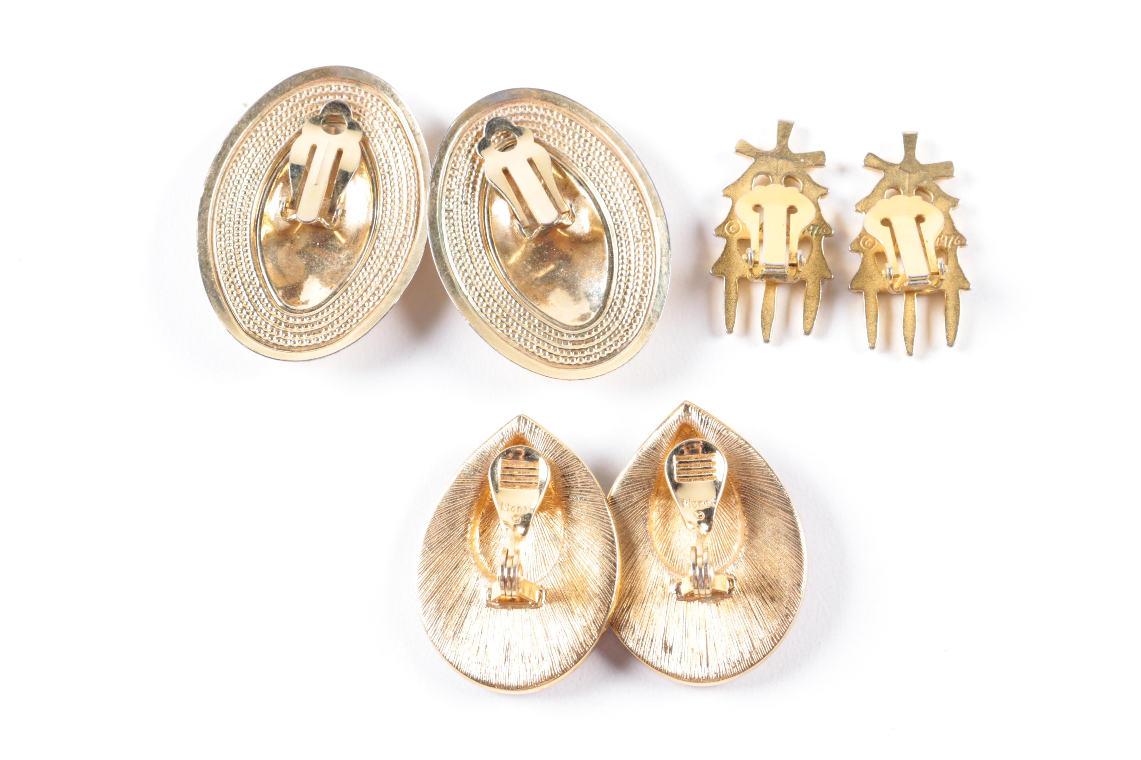Vintage Gold-Toned Clip-On Earrings