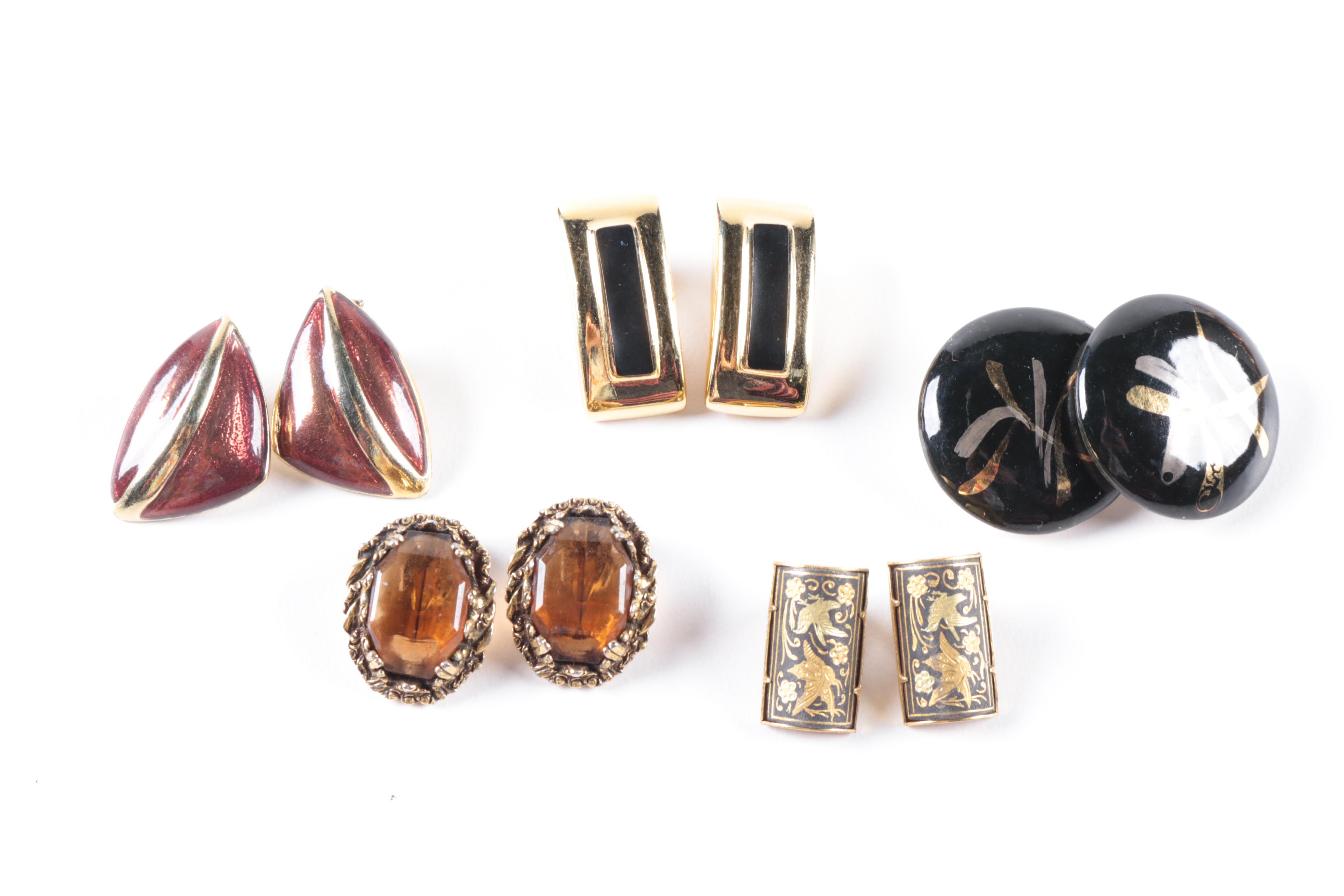 Vintage Gold-Toned Clip-On Earrings
