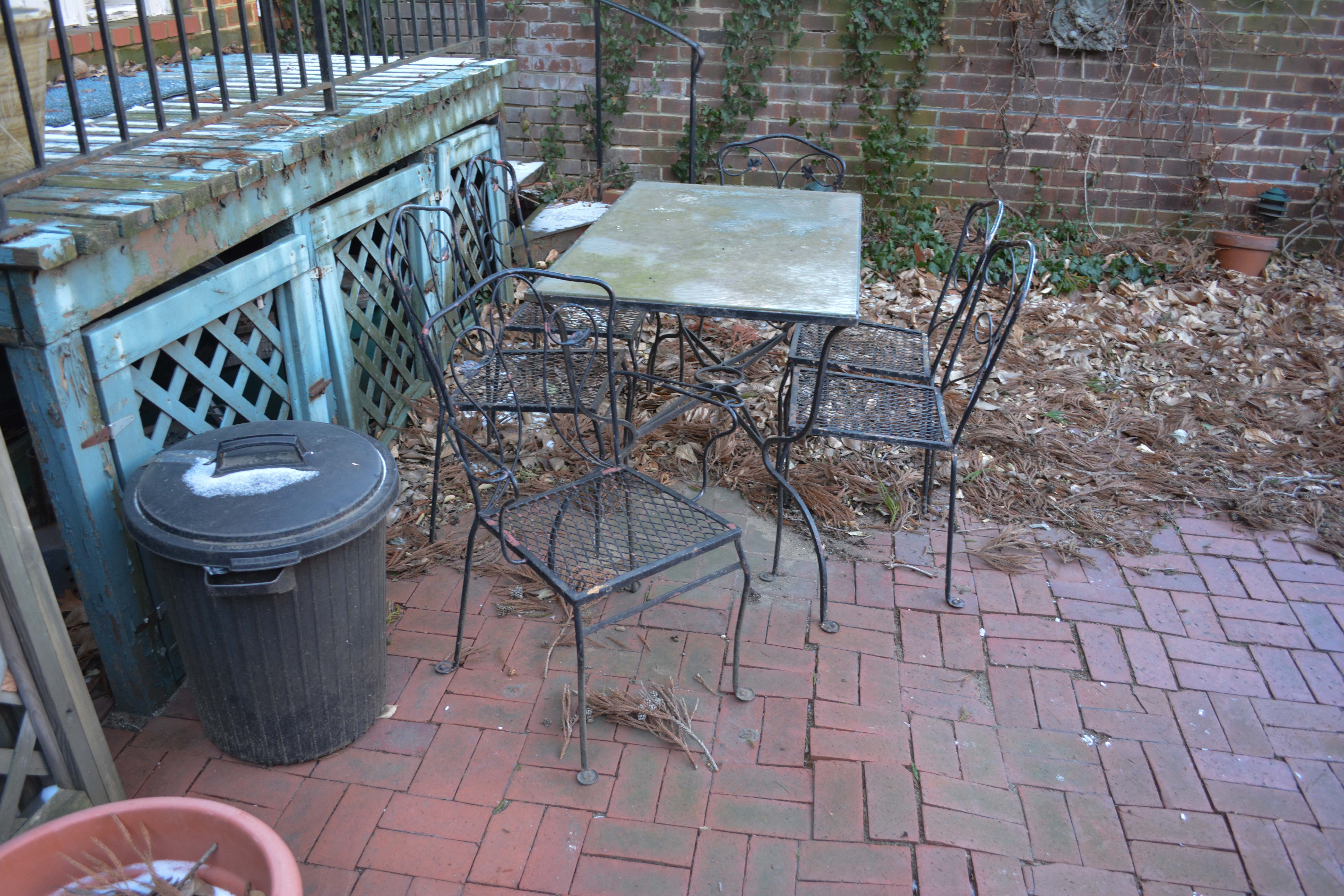 Outdoor Dining Set Including Table and Six Chairs