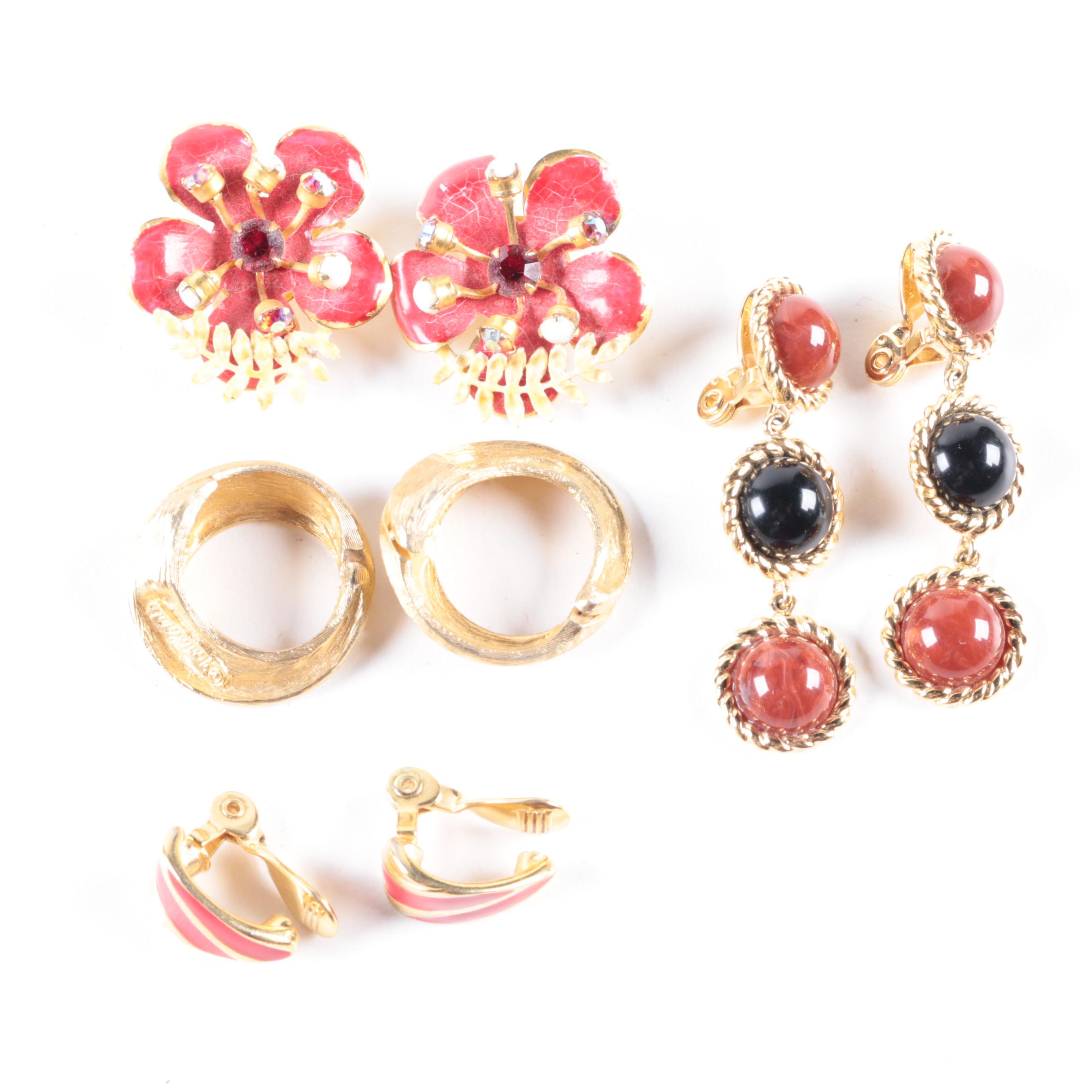 Vintage Gold-Toned Clip-On Earrings