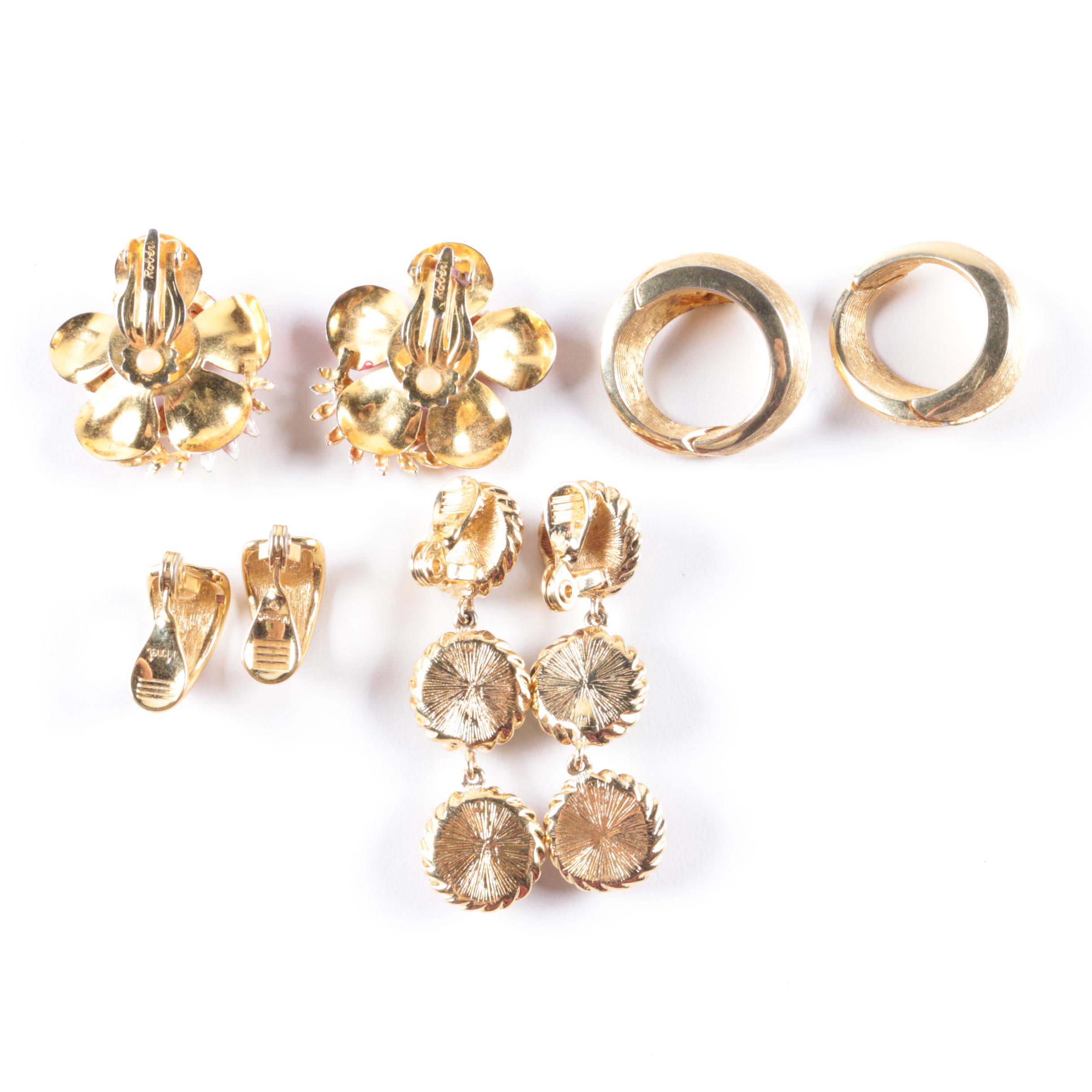 Vintage Gold-Toned Clip-On Earrings