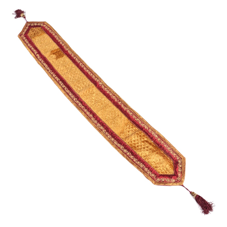 Gold Tone and Red Table Runner