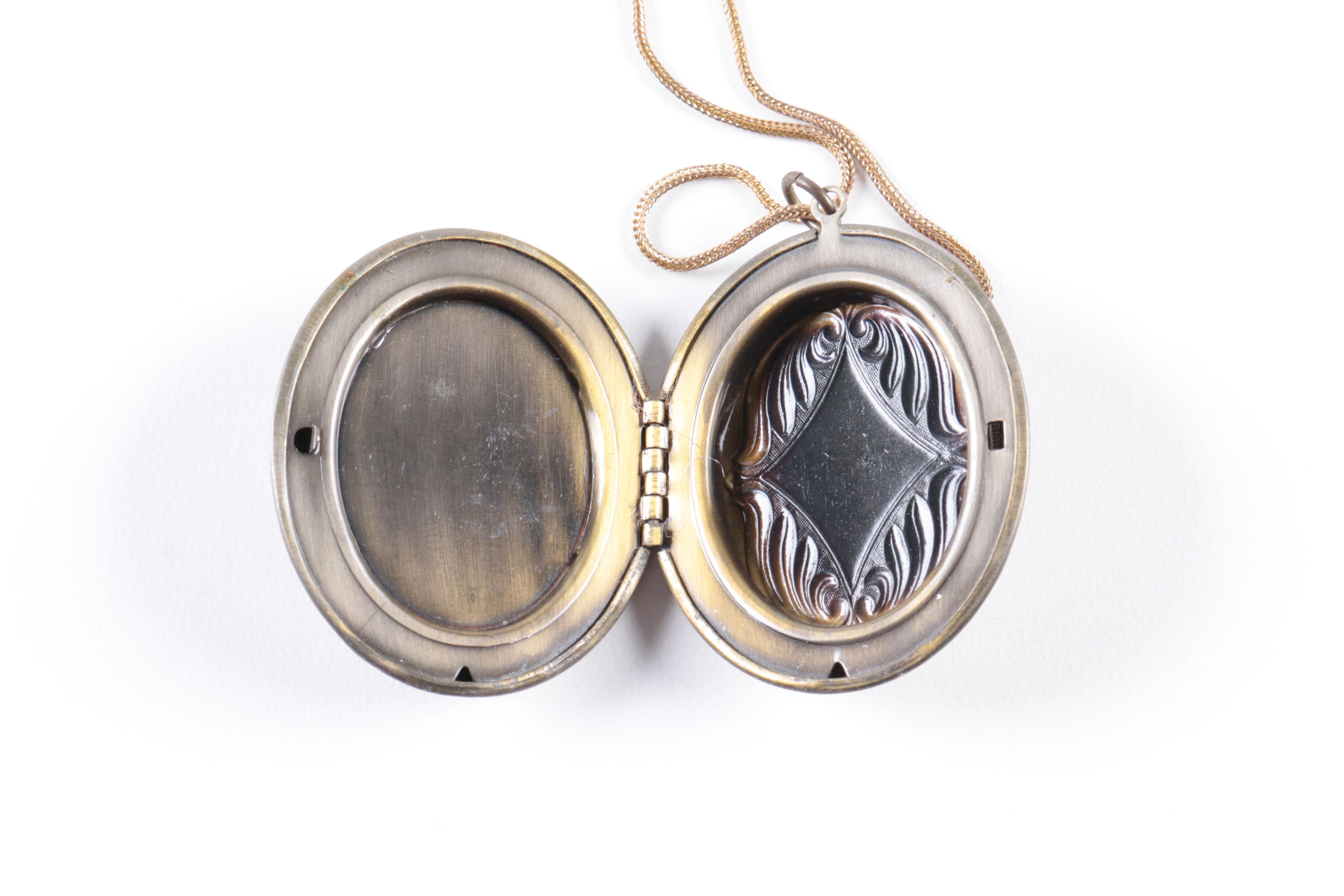 Cloisonne Locket and Other Costume Necklaces