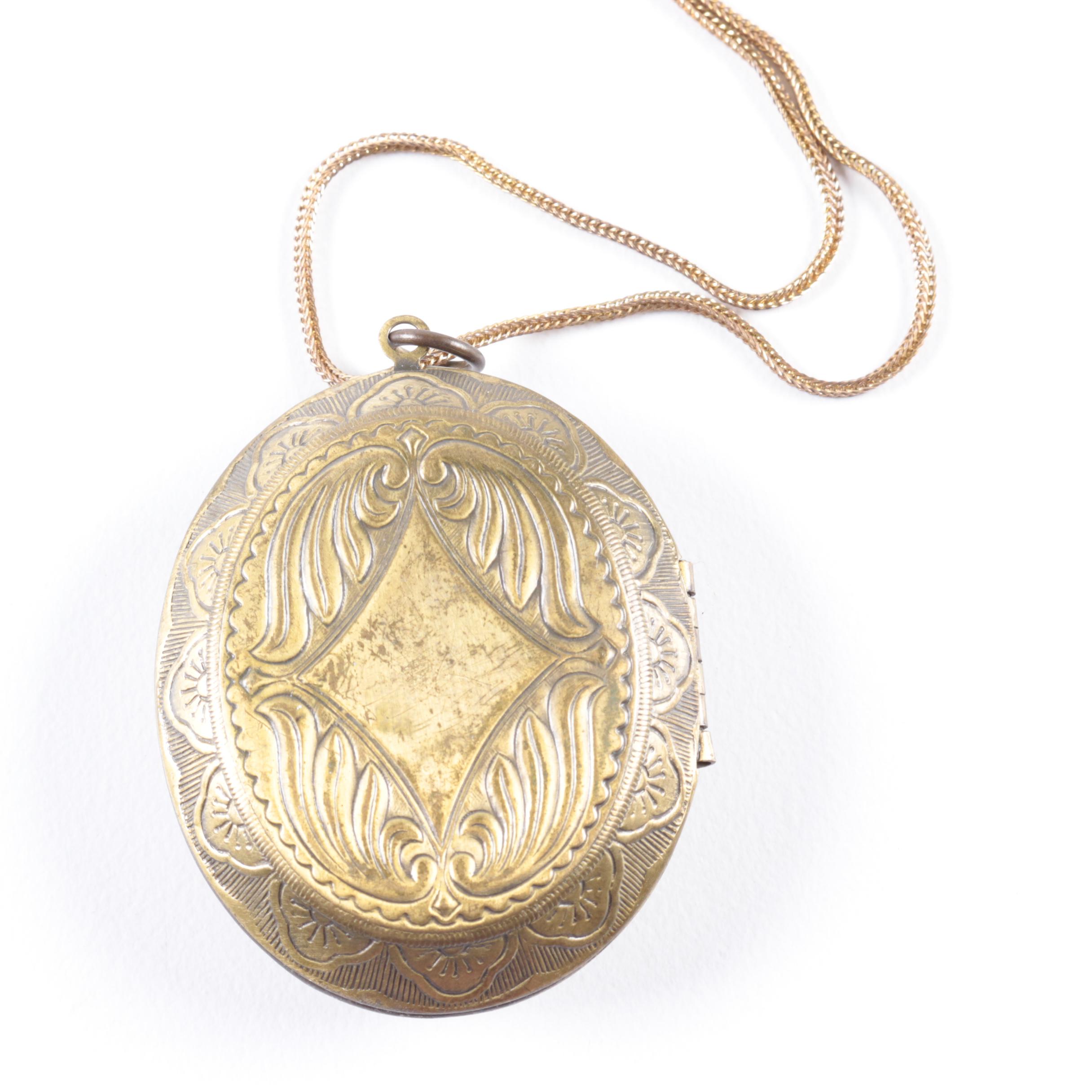 Cloisonne Locket and Other Costume Necklaces