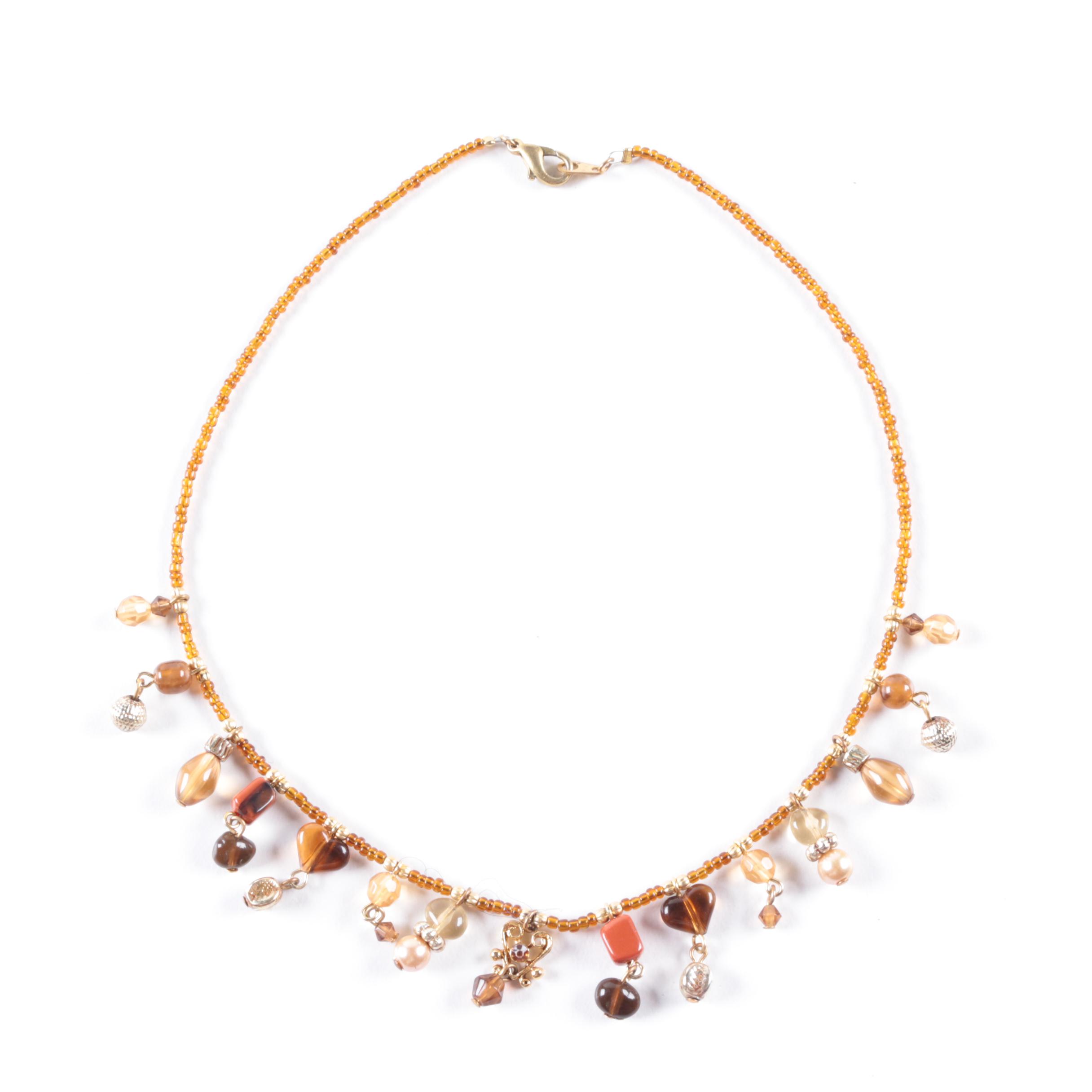 Cloisonne Locket and Other Costume Necklaces