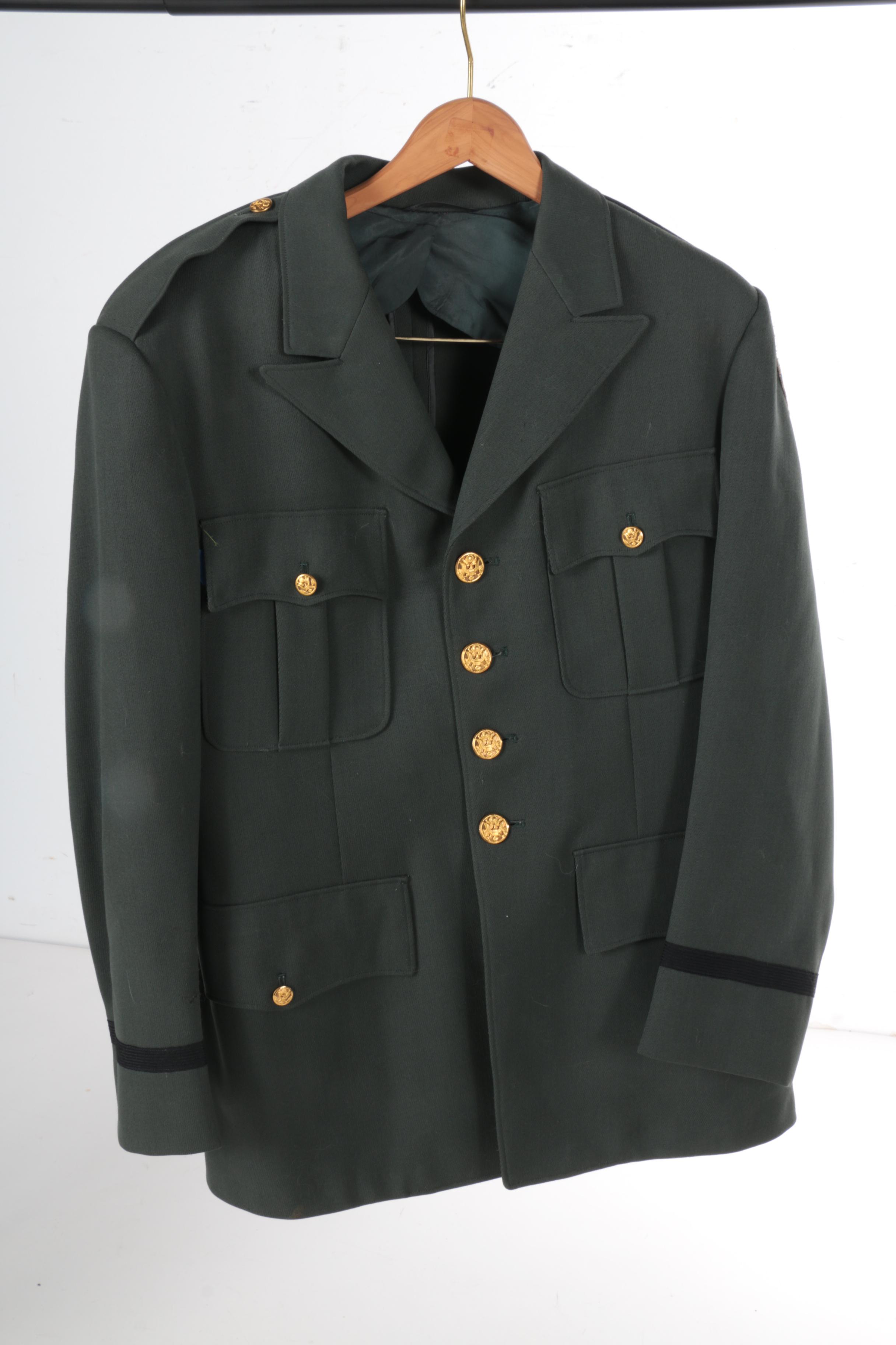 Vietnam War Era US Army Officers Dress Green Uniform and Field Grade Hat