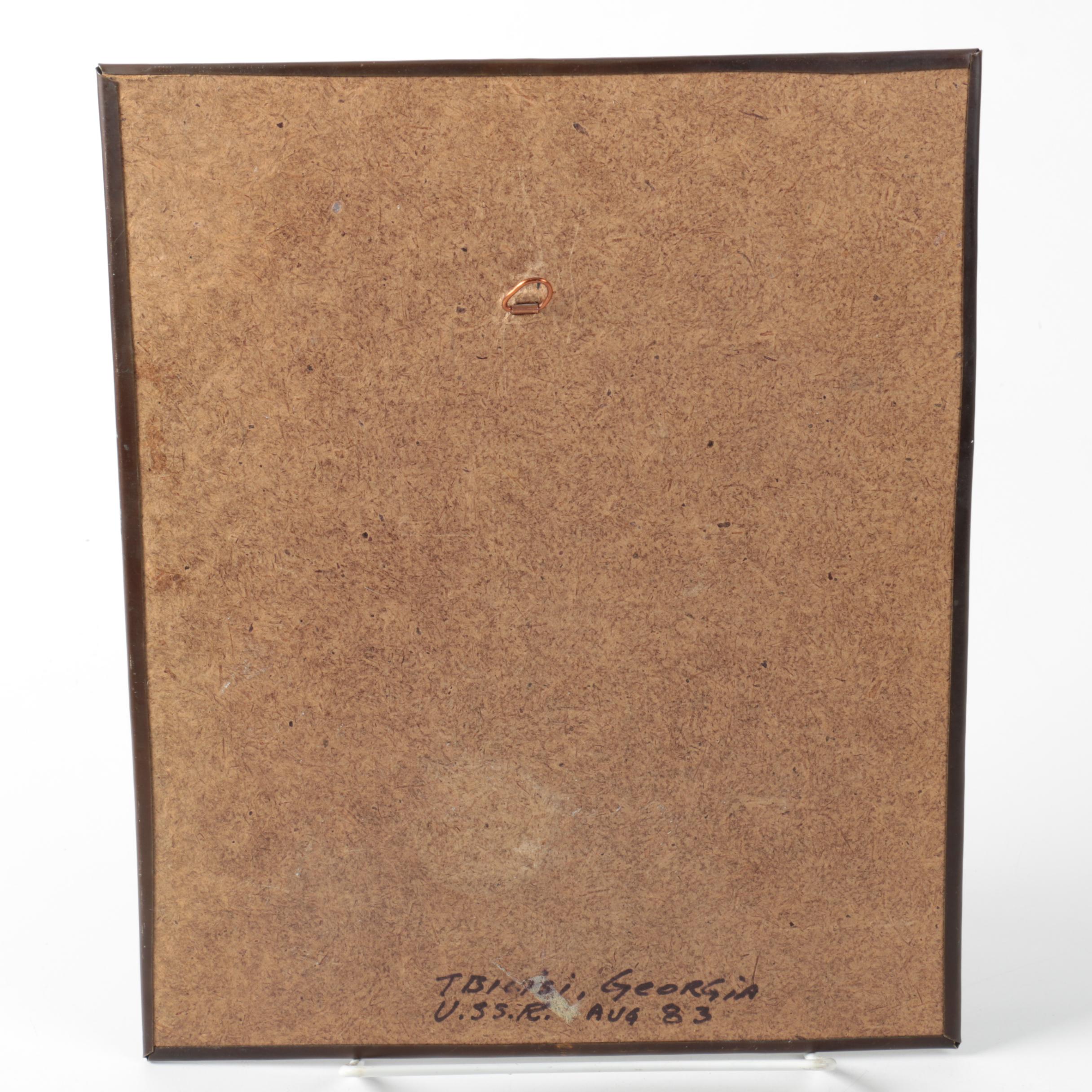 Russian Hammered Brass Wall Plaque of Female Figure