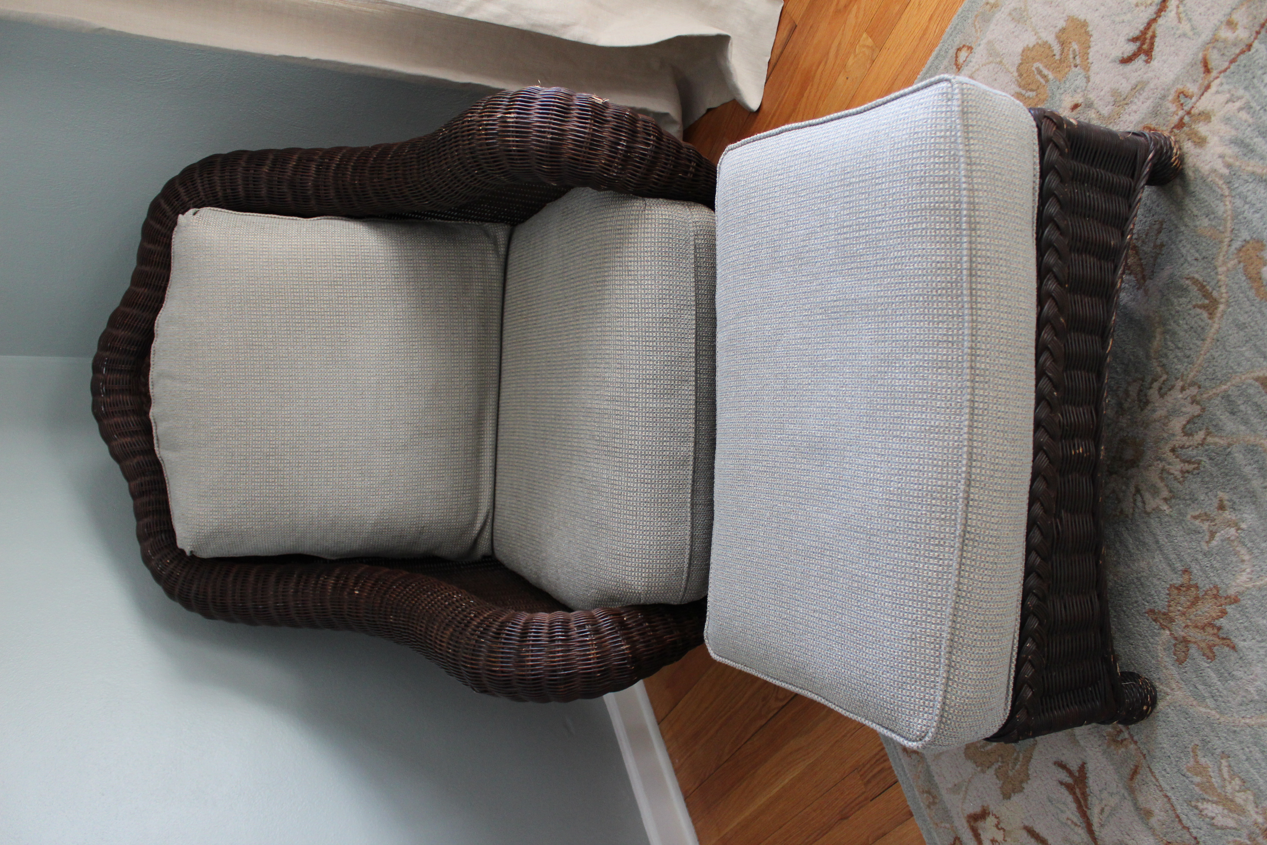 Wicker Chair and Ottoman by Ethan Allen