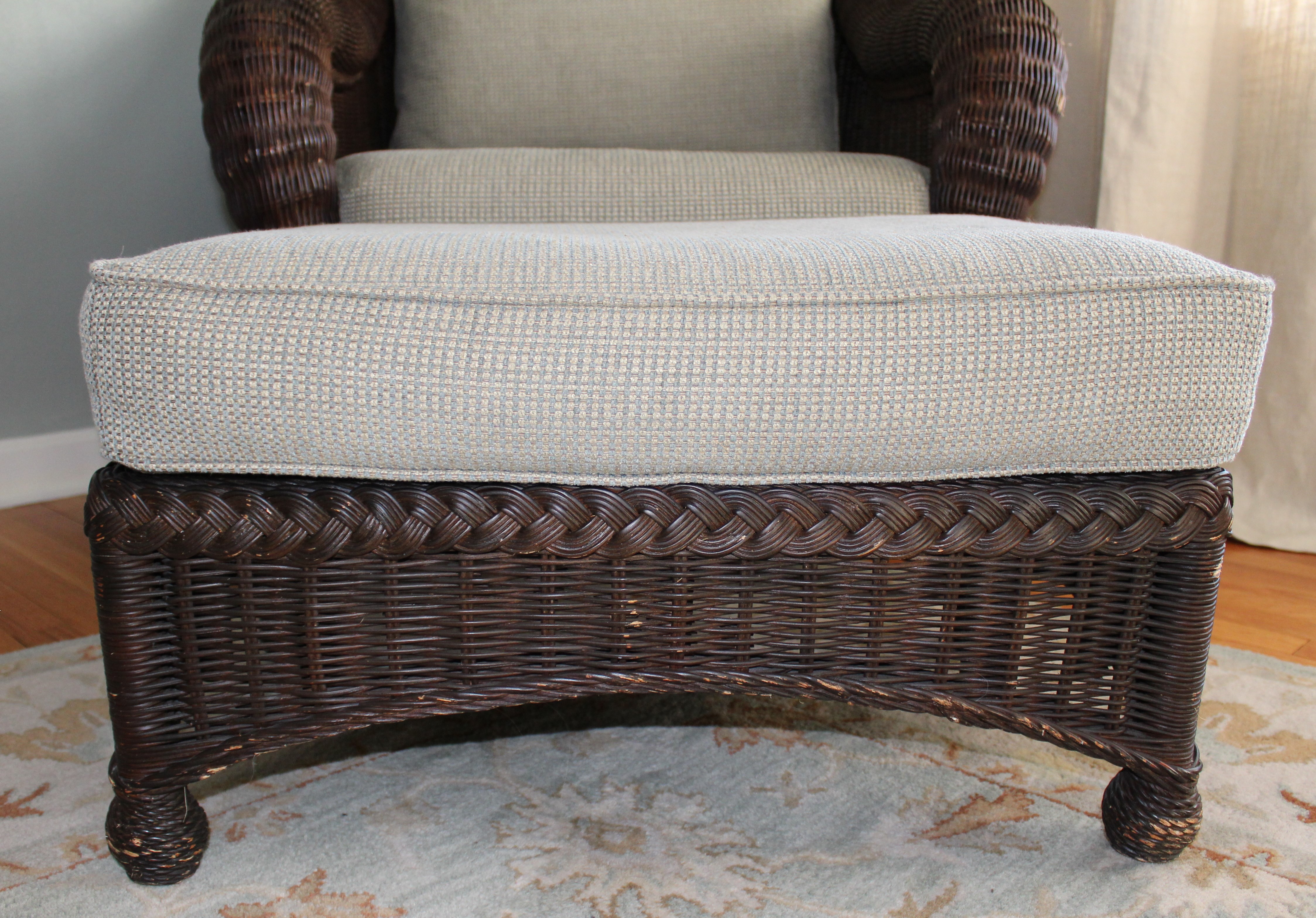 Wicker Chair and Ottoman by Ethan Allen
