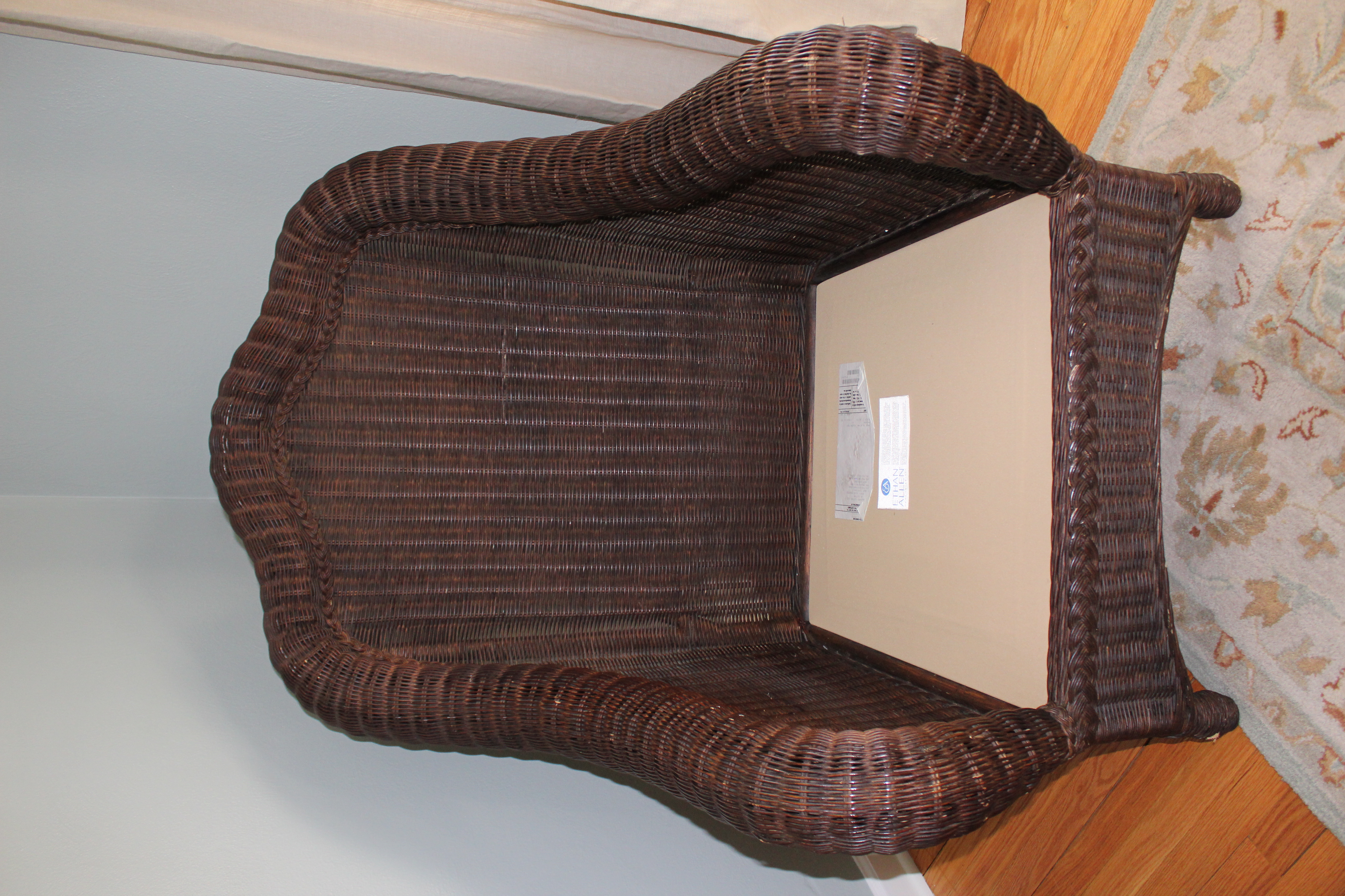 Wicker Chair and Ottoman by Ethan Allen