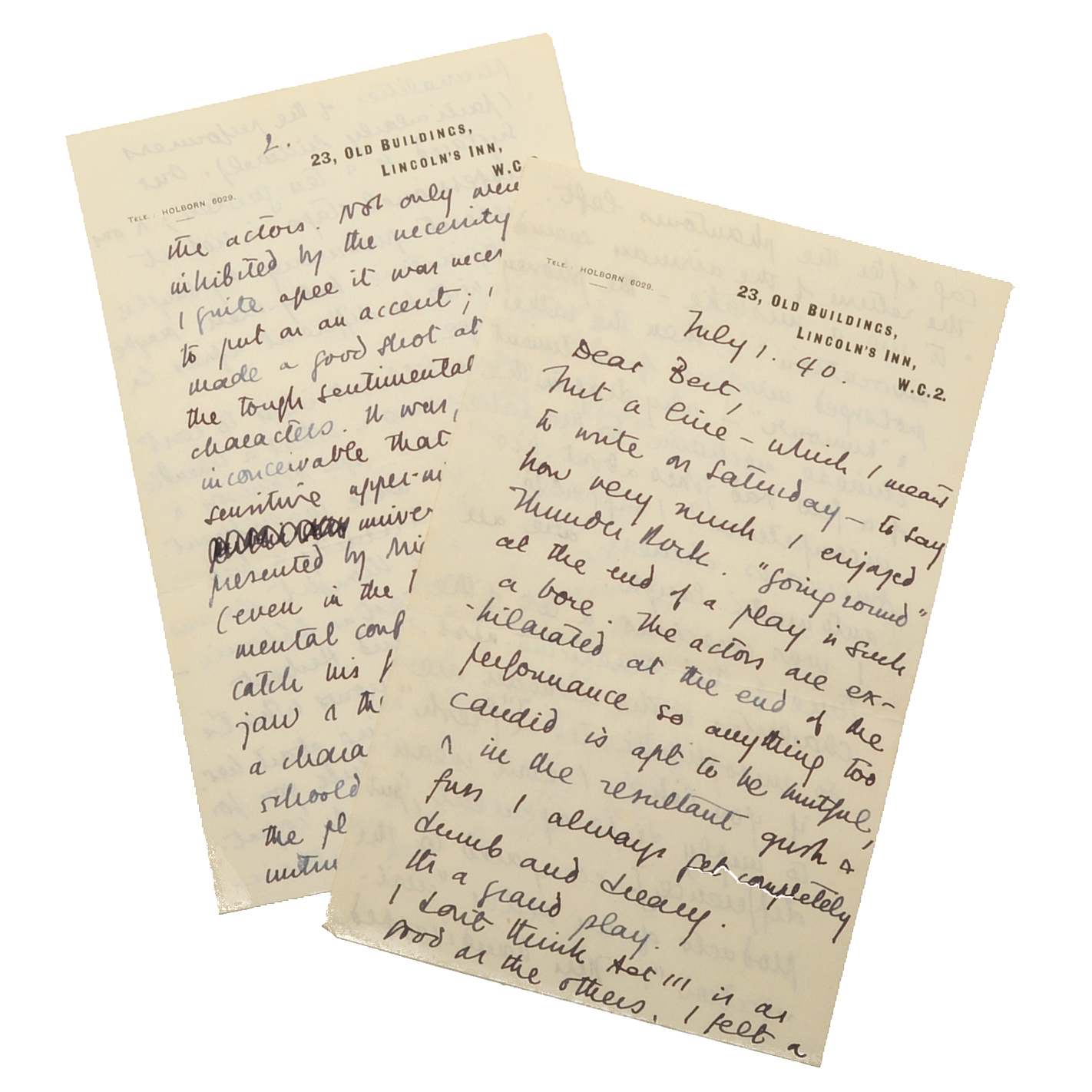 1940 Letter from Tyrone Guthrie to Herbert Marshall