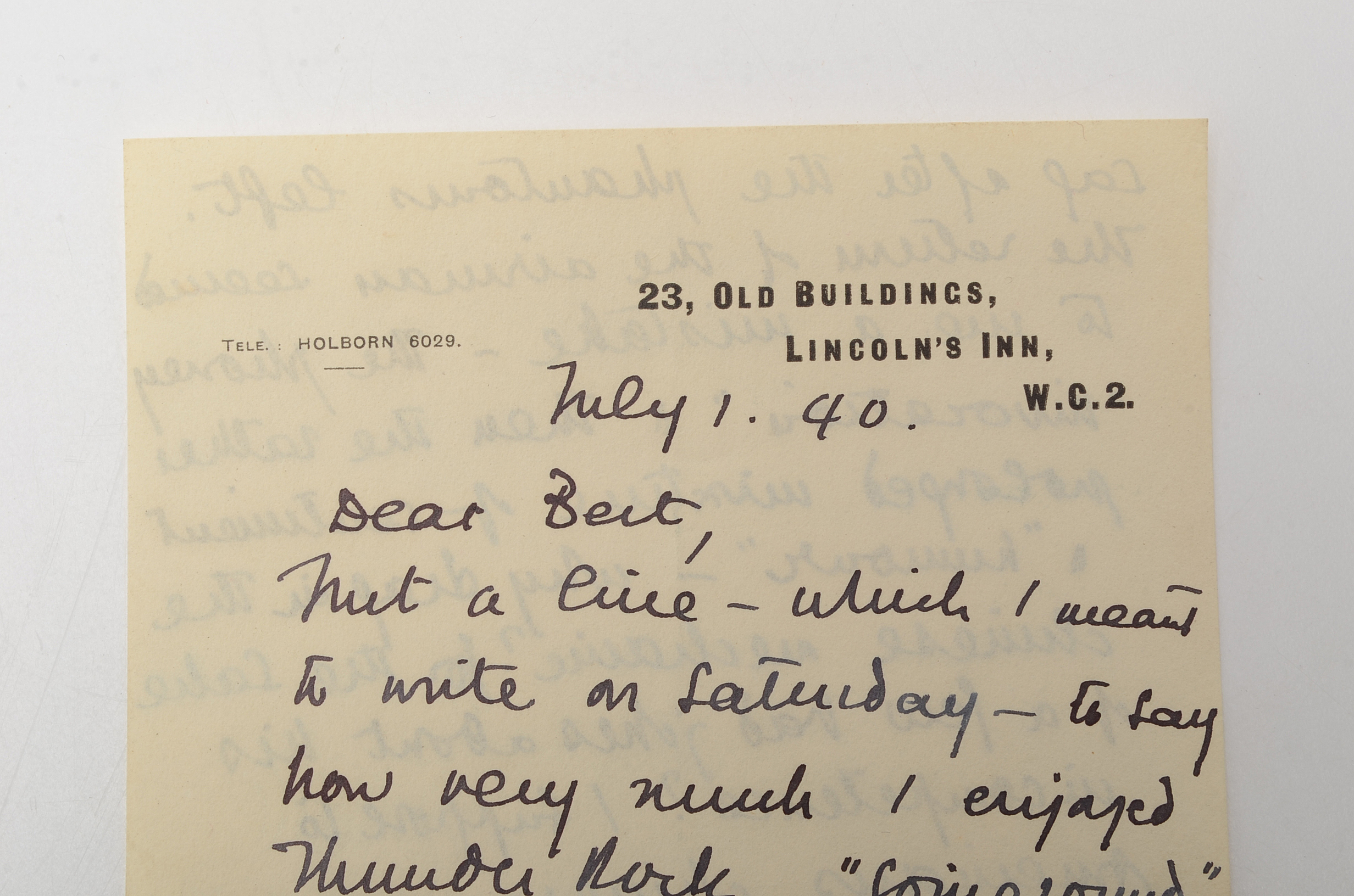 1940 Letter from Tyrone Guthrie to Herbert Marshall