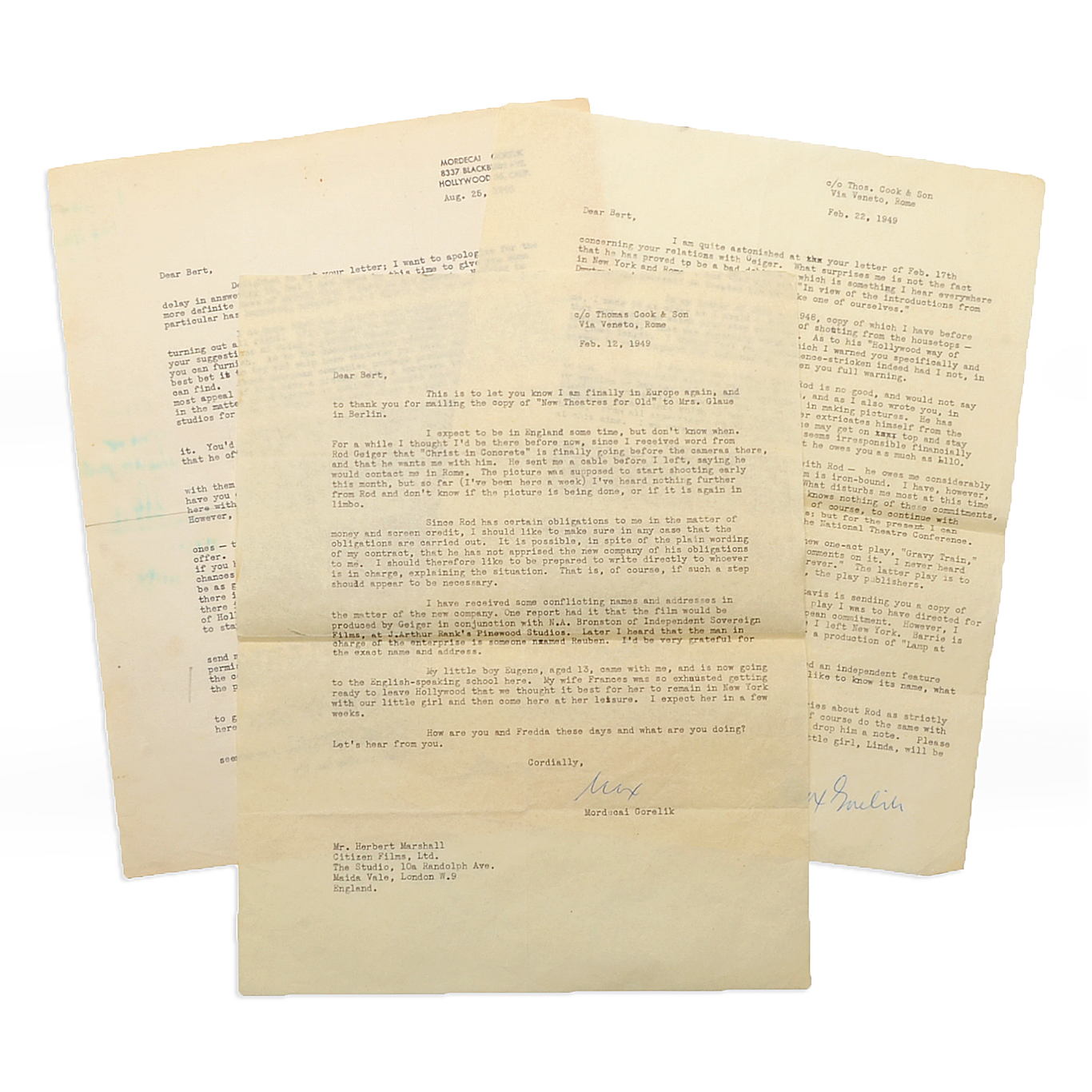 Three Letters From Modecai Gorelik Circa 1940