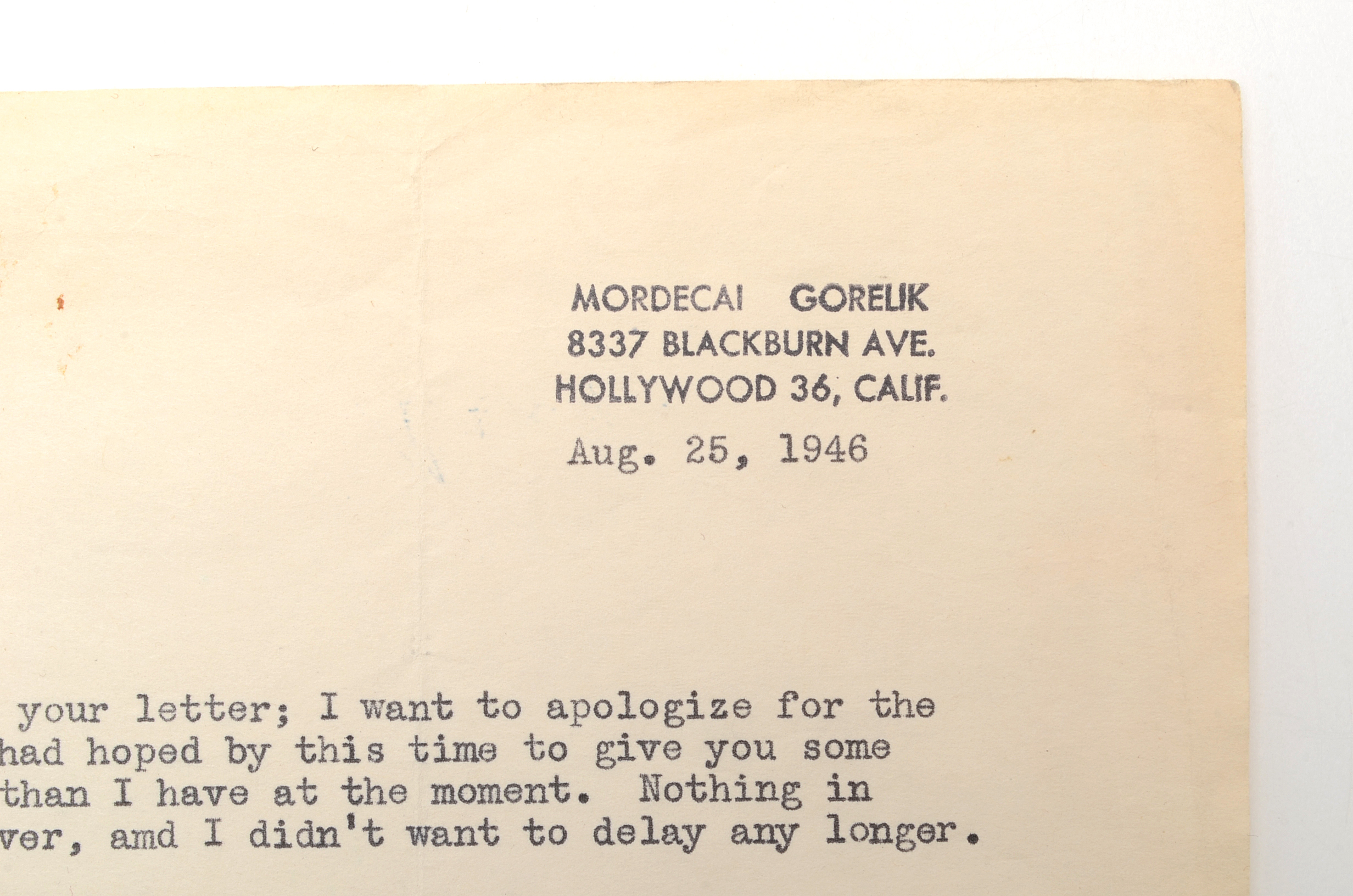 Three Letters From Modecai Gorelik Circa 1940