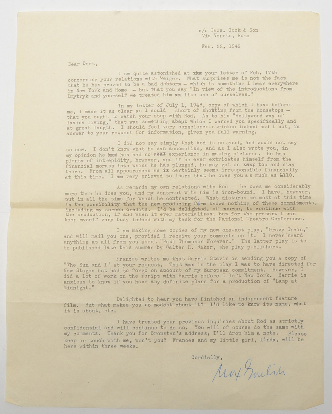 Three Letters From Modecai Gorelik Circa 1940