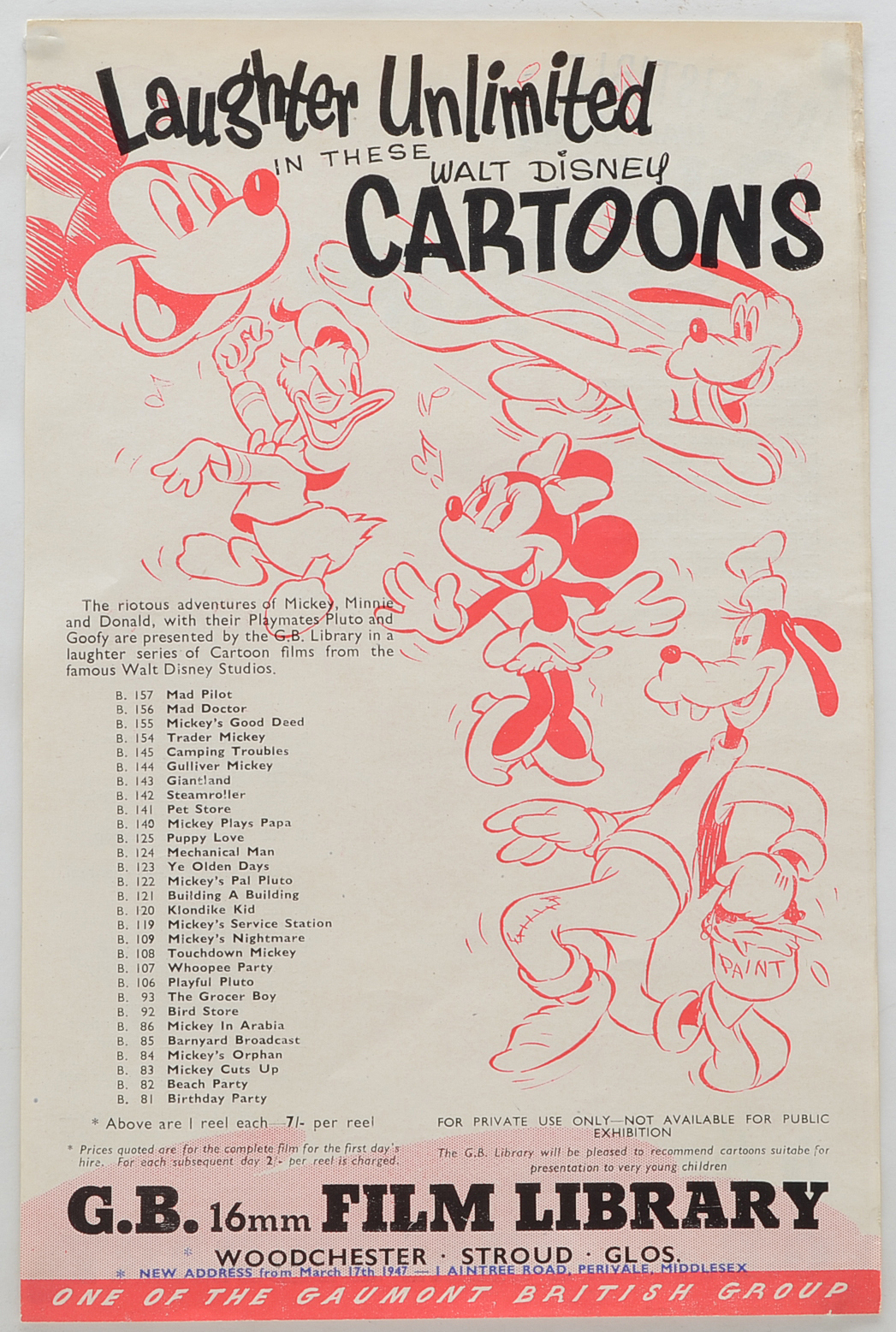 Early 20th Century Photograph of Mickey Mouse and Disney Film Catalog Sheet