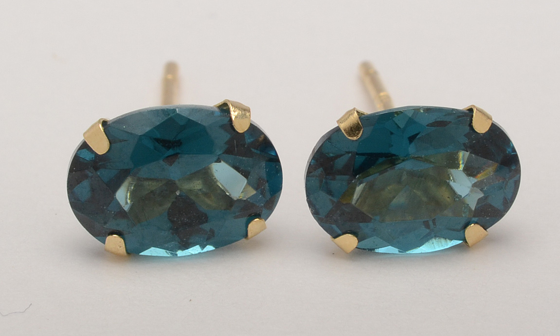 Three Pairs of 10K Yellow Gold Stud Earrings