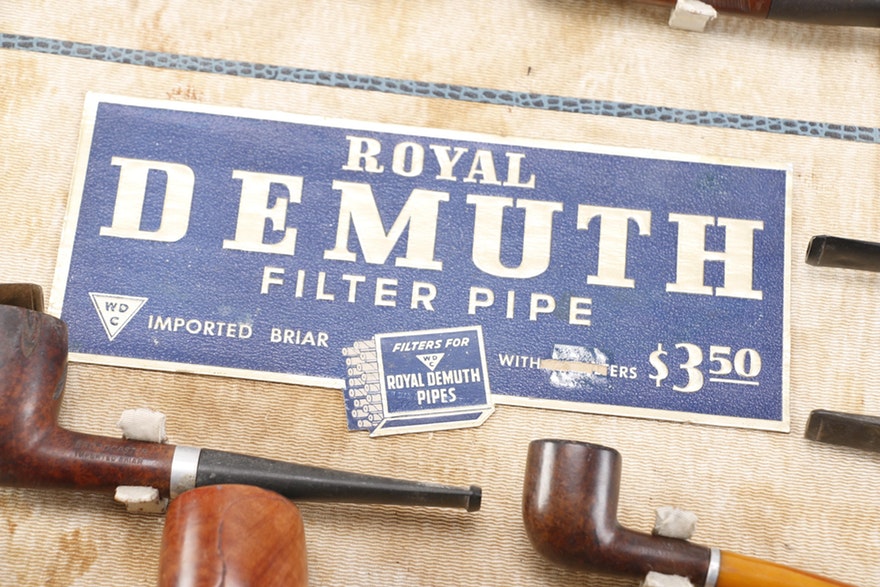 Vintage William Demuth Company Display and Twenty-Four Pipes
