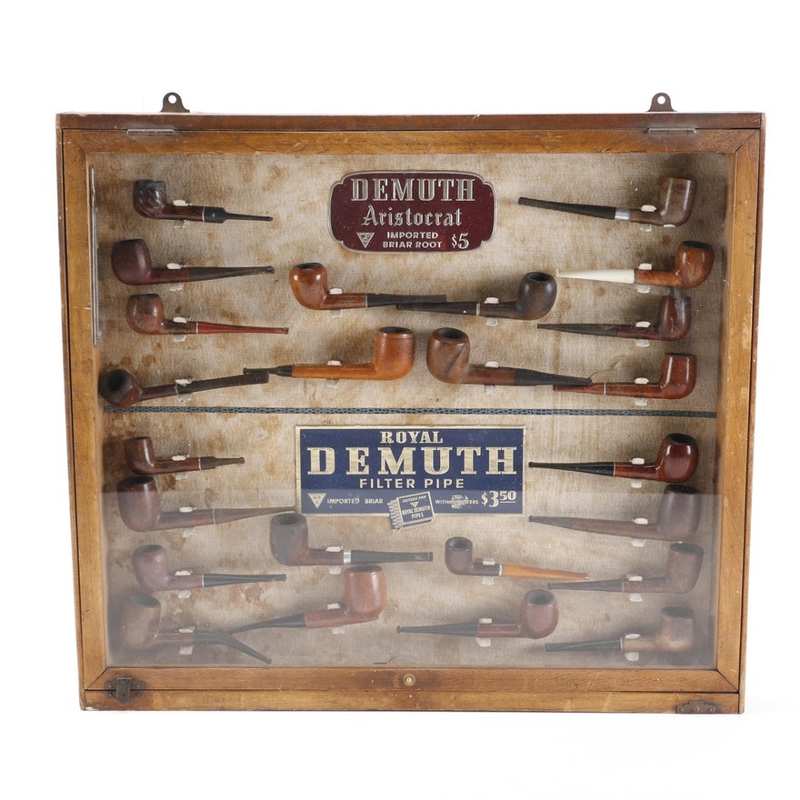 Vintage William Demuth Company Display and Twenty-Four Pipes