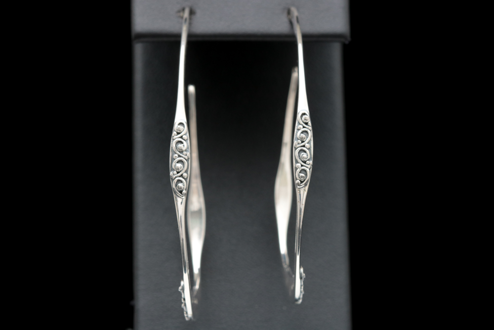 Robert Manse Sterling Silver Elongated Open Hoop Earrings