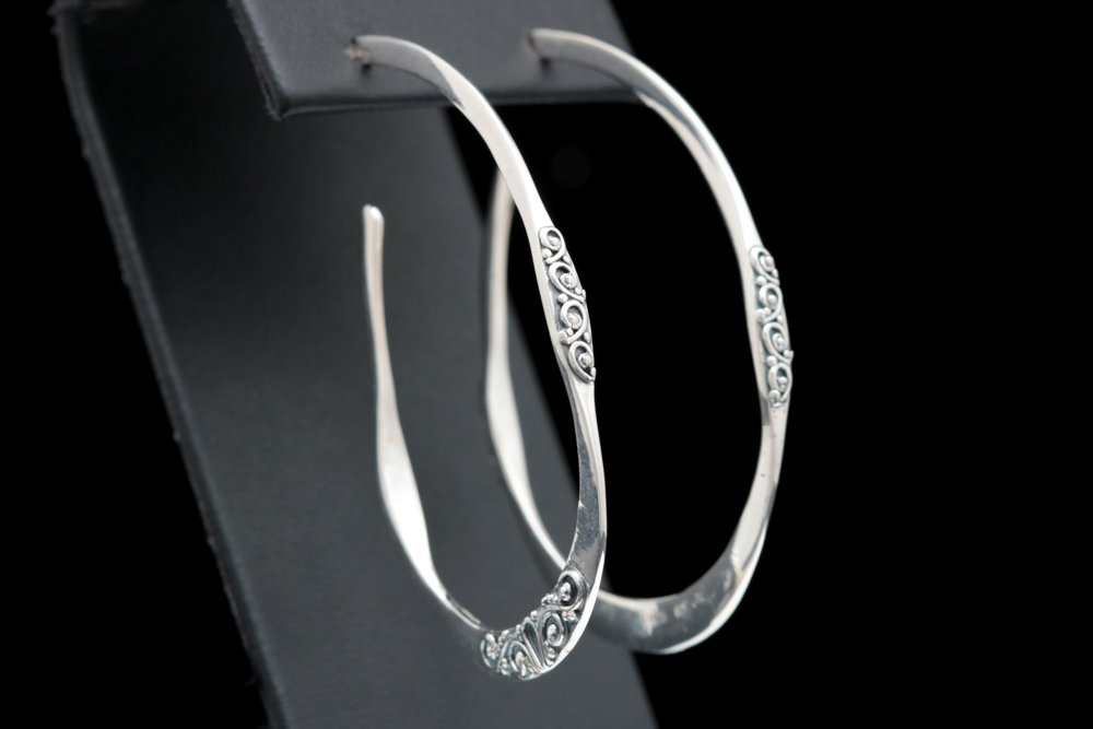 Robert Manse Sterling Silver Elongated Open Hoop Earrings