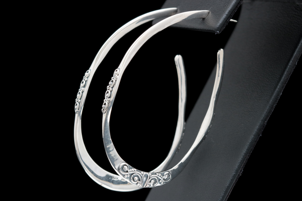 Robert Manse Sterling Silver Elongated Open Hoop Earrings