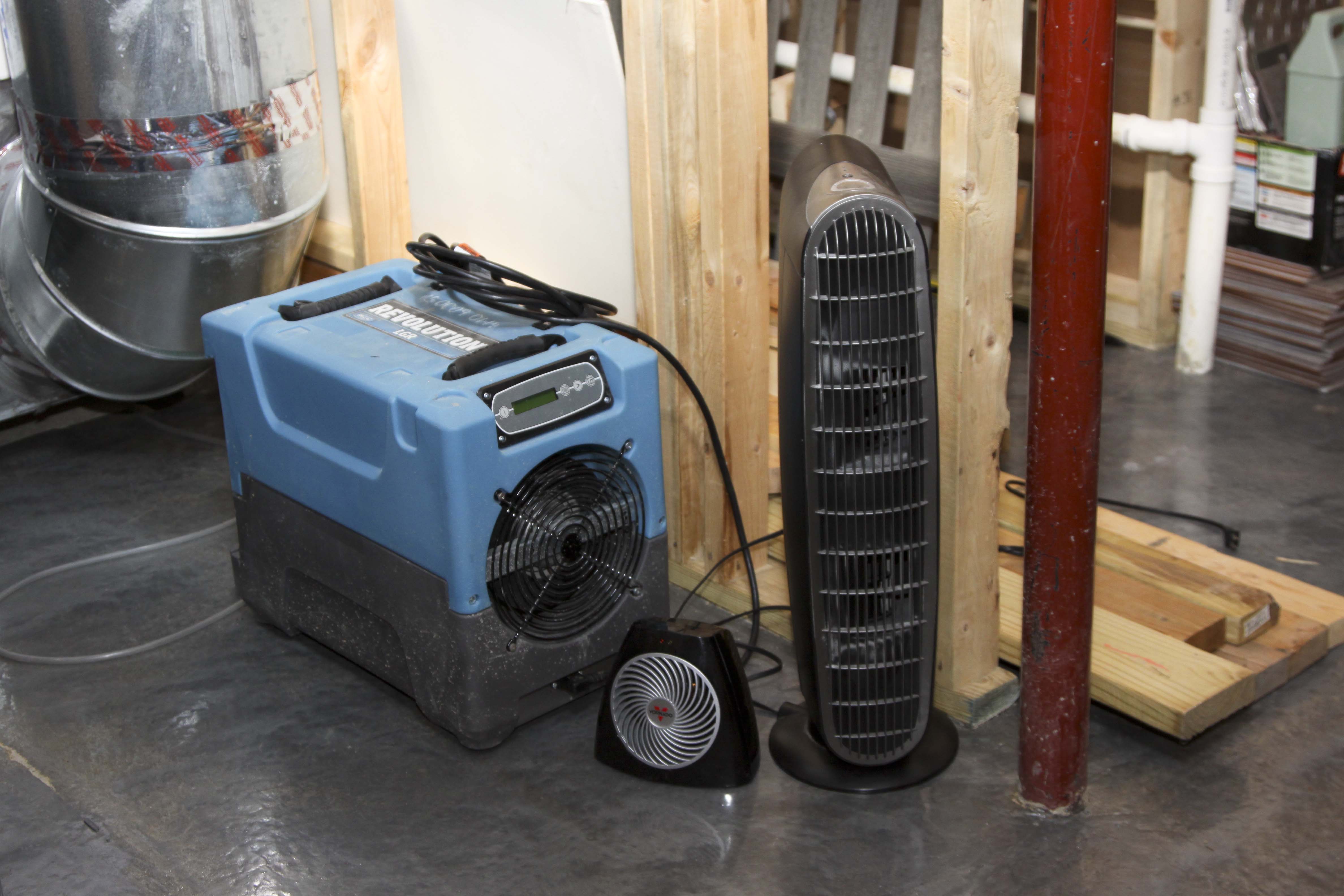 Revolution LGR Dehumidifier and Two Fans