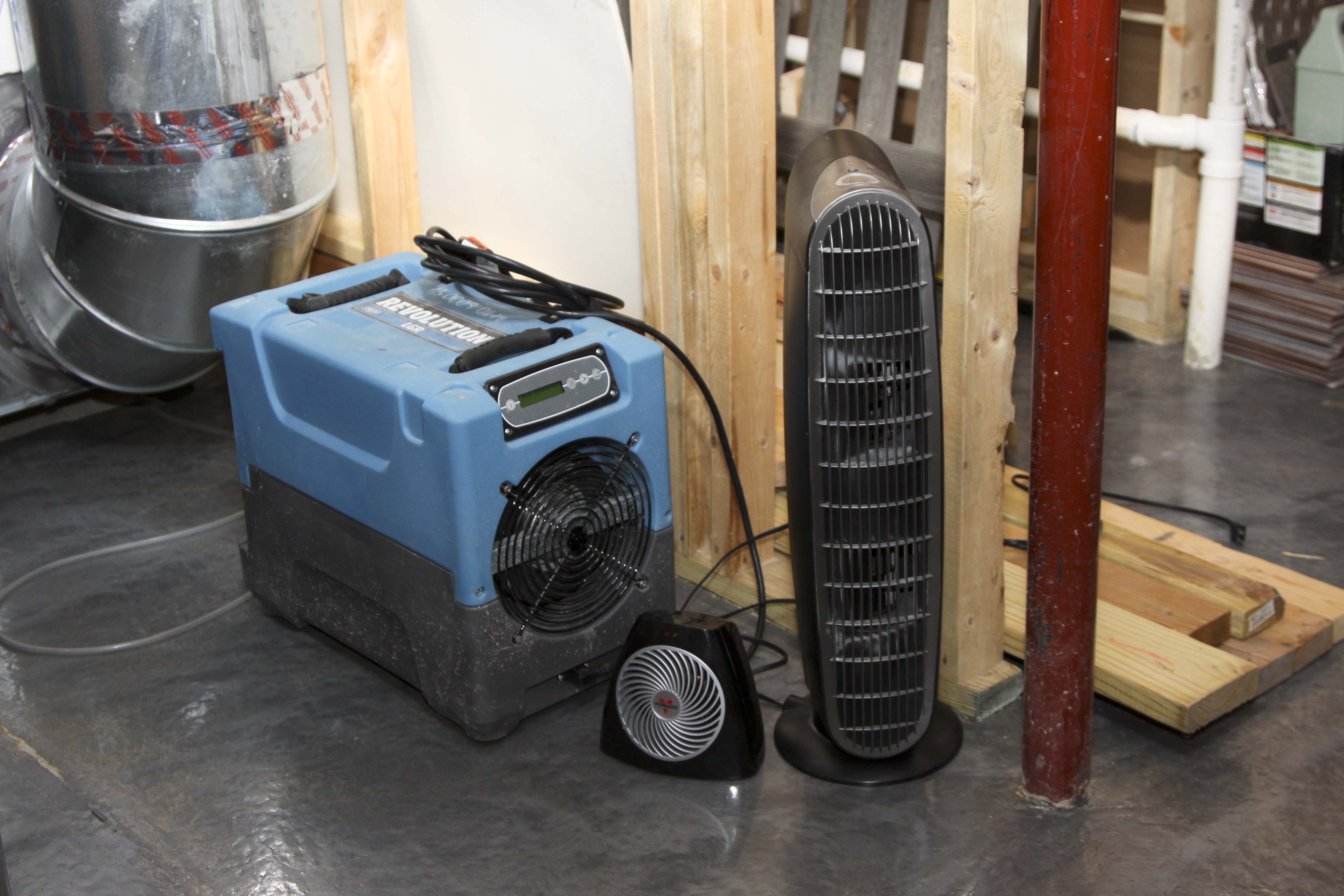 Revolution LGR Dehumidifier and Two Fans