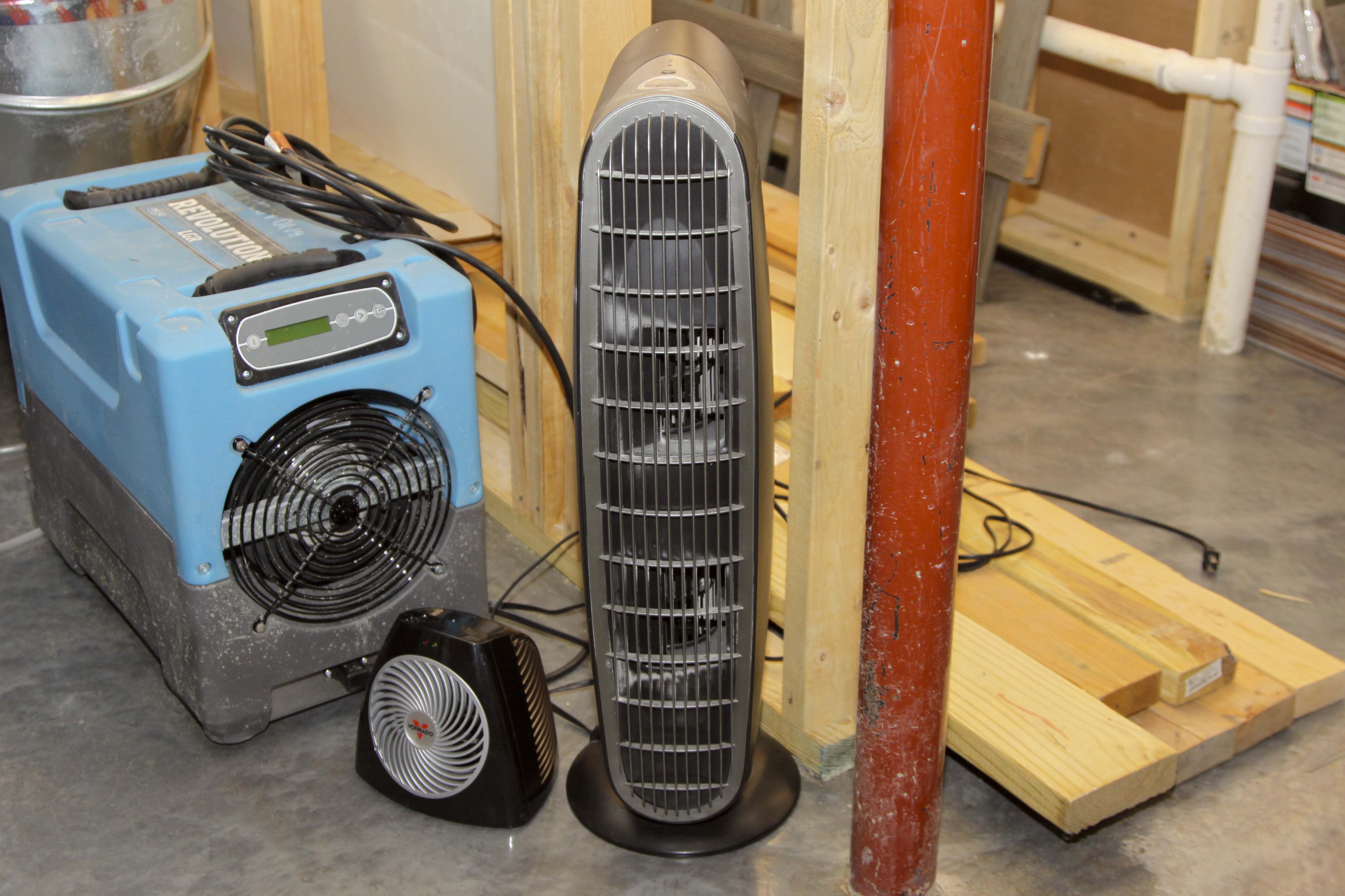 Revolution LGR Dehumidifier and Two Fans