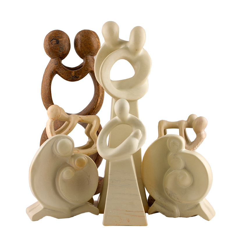 Handcrafted Stone Family Sculptures from Kenya