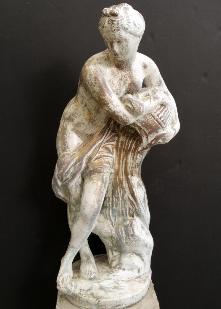 Concrete Statue of Classical Female Figure Pouring Water from a Vessel