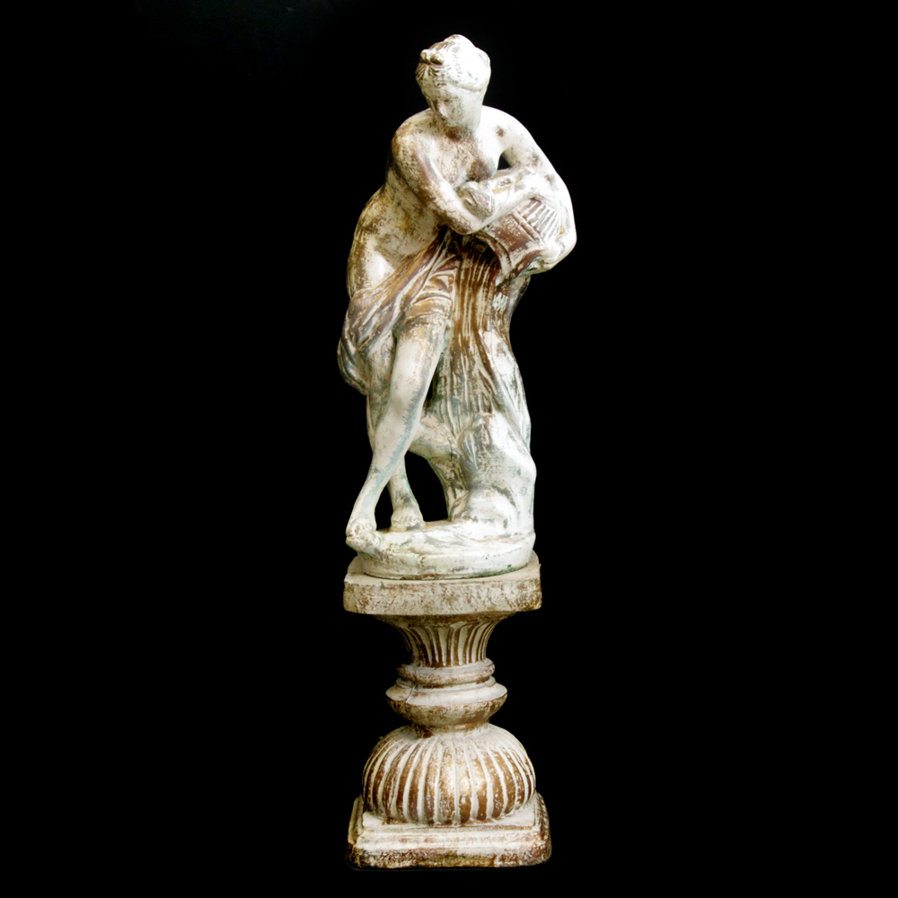 Concrete Statue of Classical Female Figure Pouring Water from a Vessel